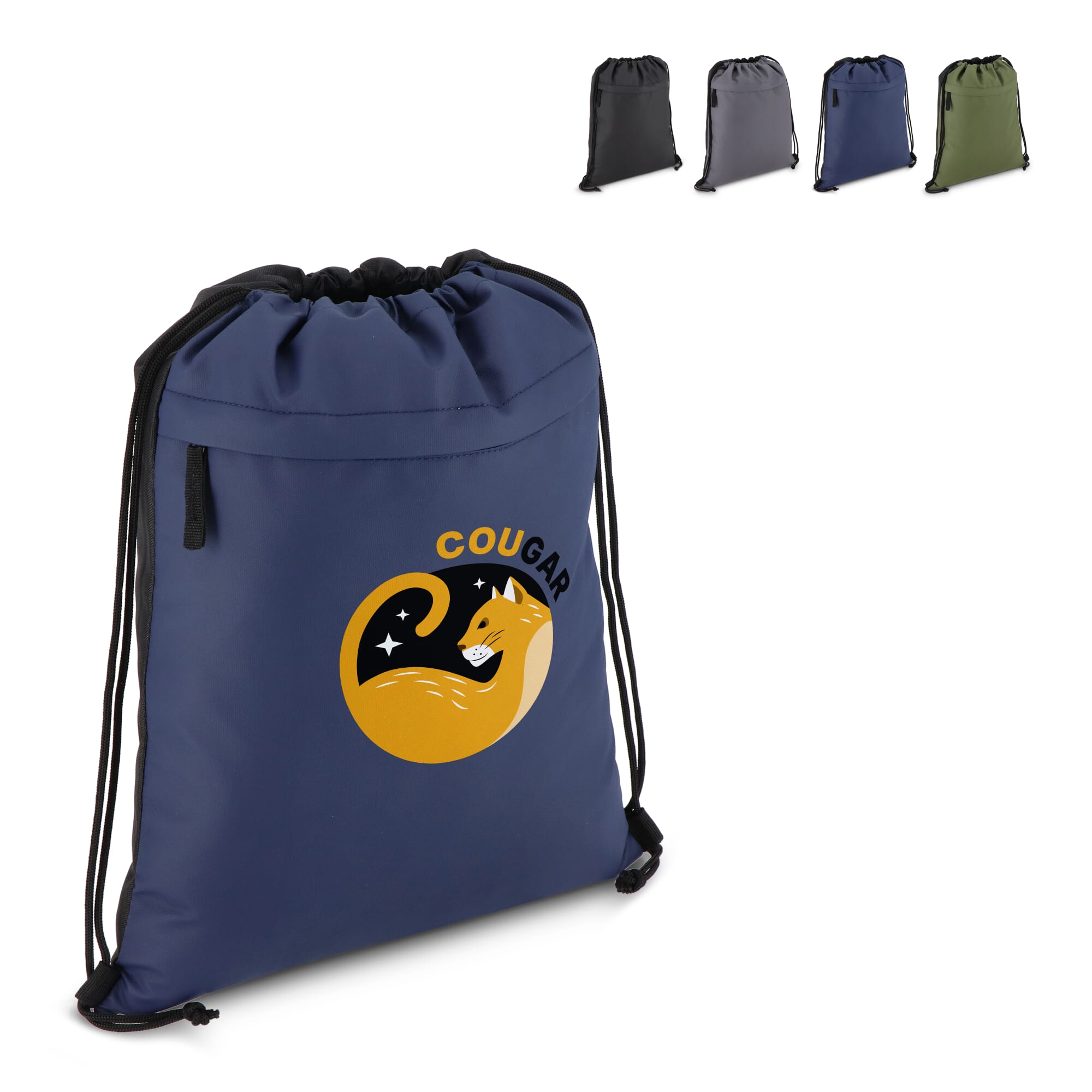 PU-beschichtete R-PET 600D Kordeltasche 33 x 42 cm