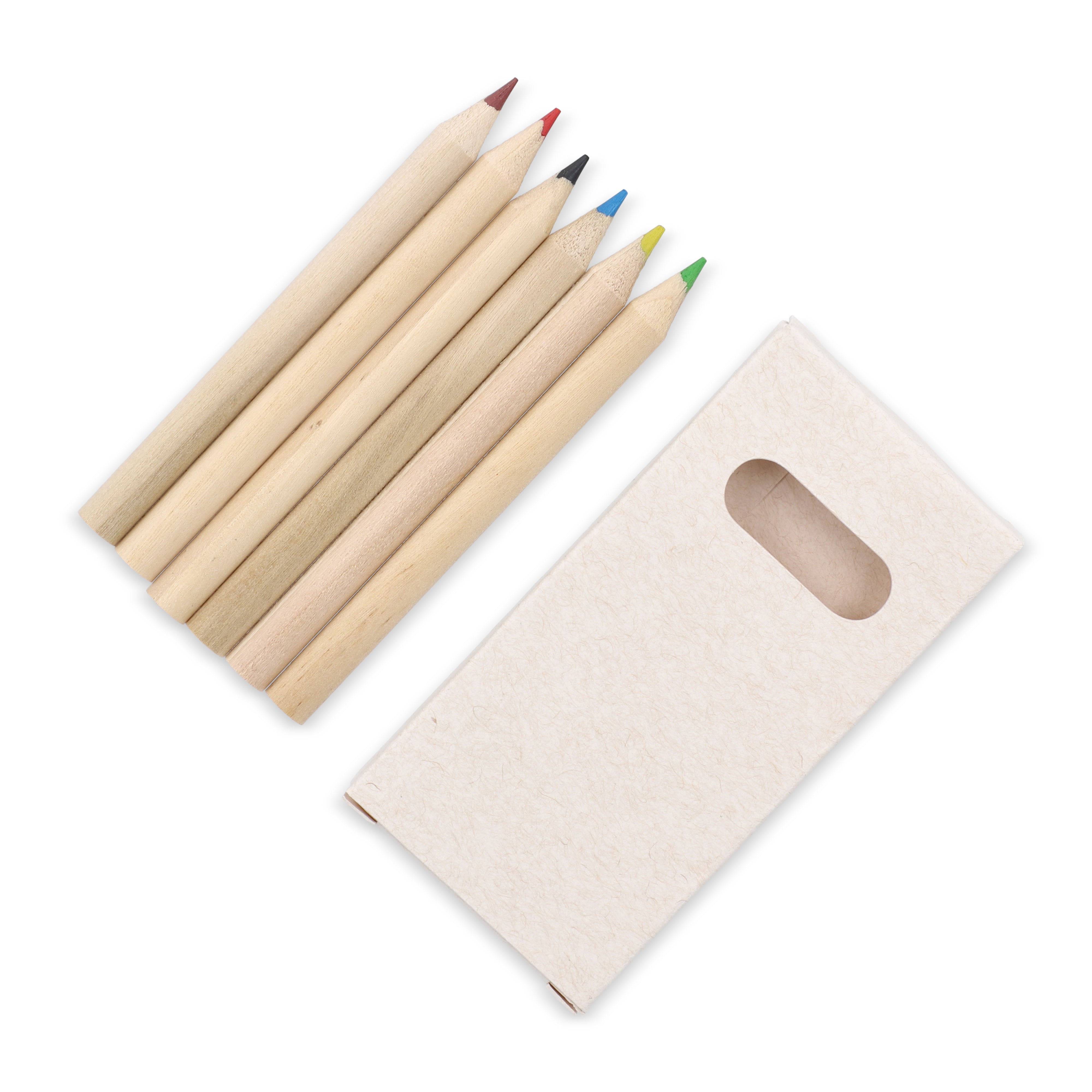 6 Buntstifte in Schachtel aus recyceltem Milchkarton