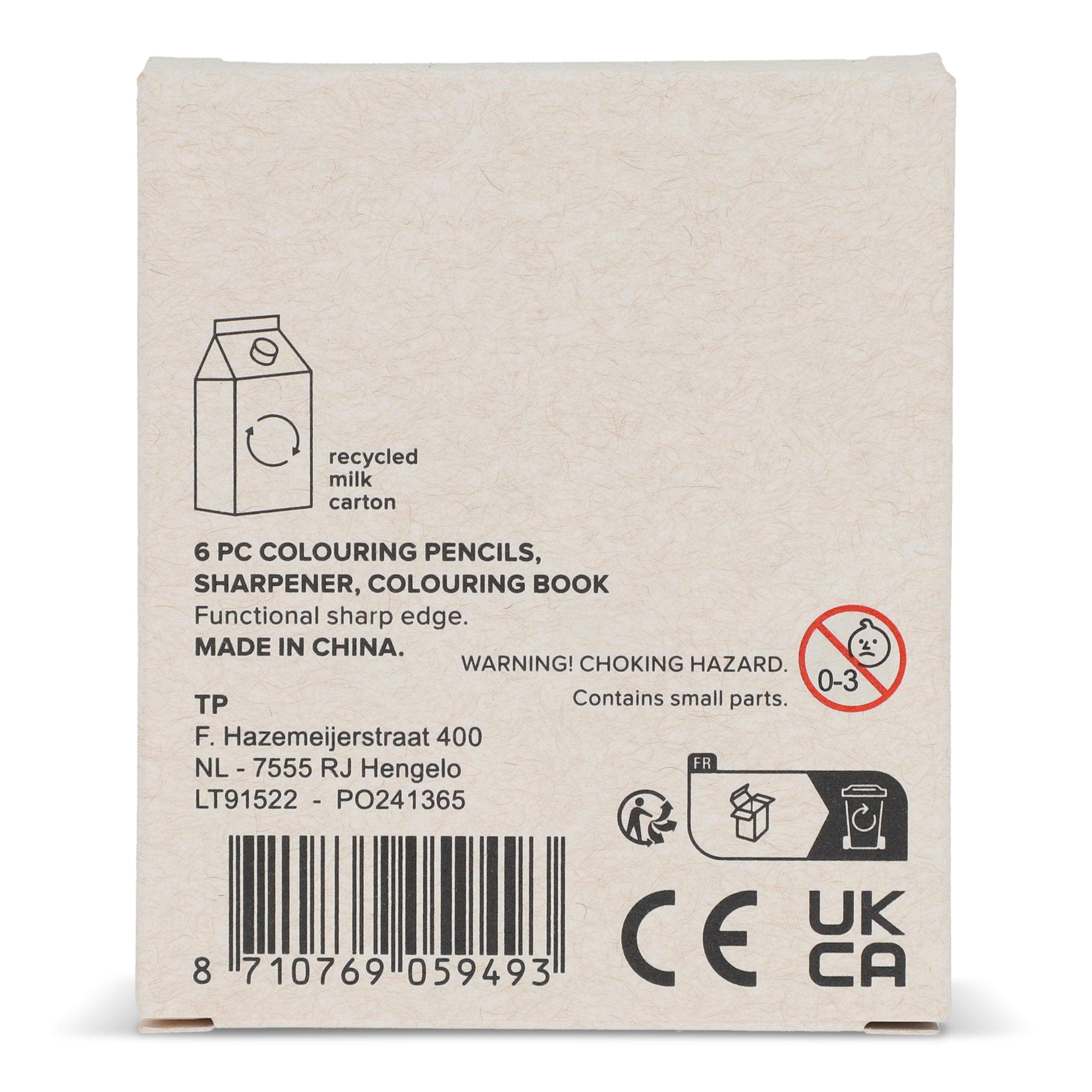 8-teiliges Malset in Schachtel aus recyceltem Milchkarton