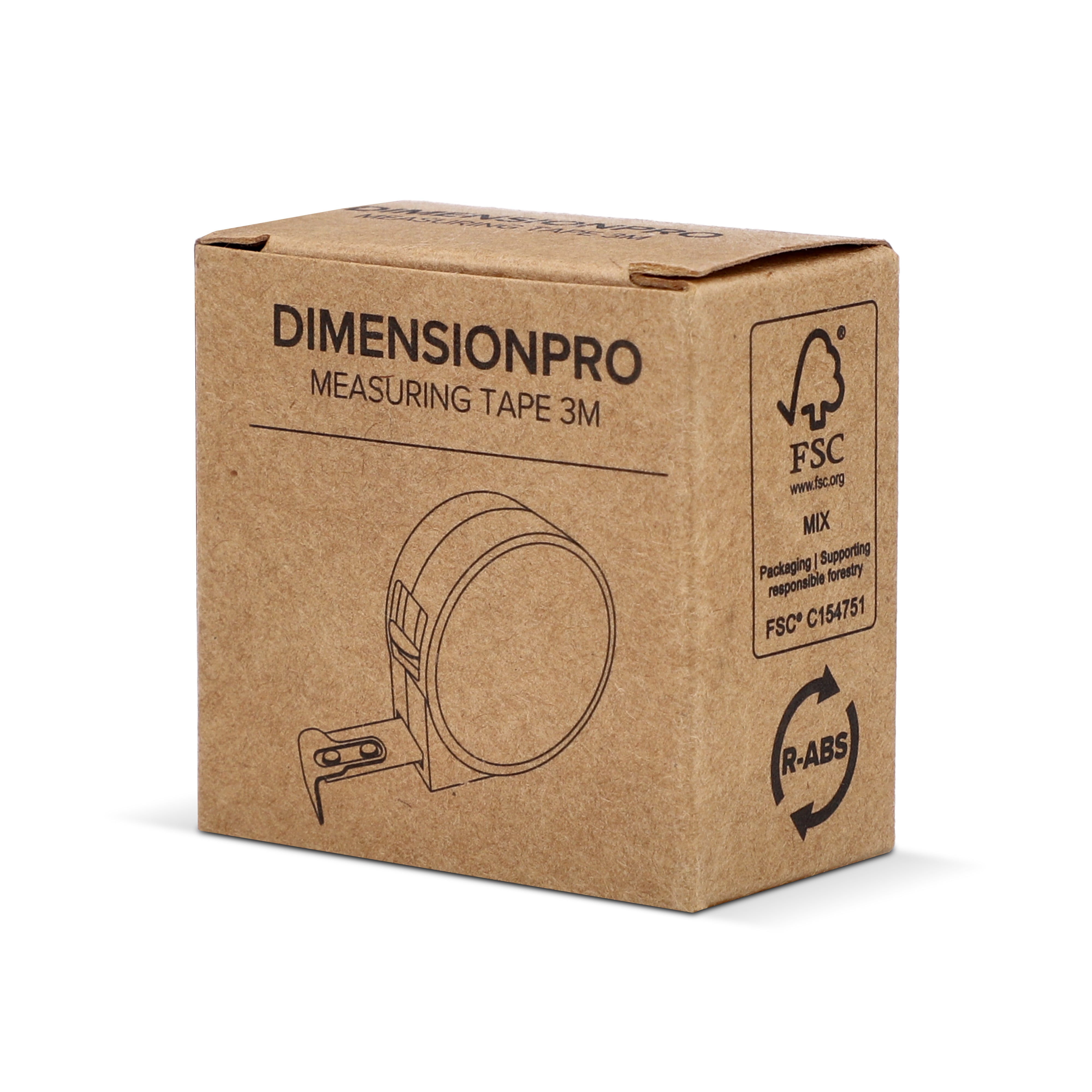DimensionPro Rollmaßband 3 m aus recyceltem ABS