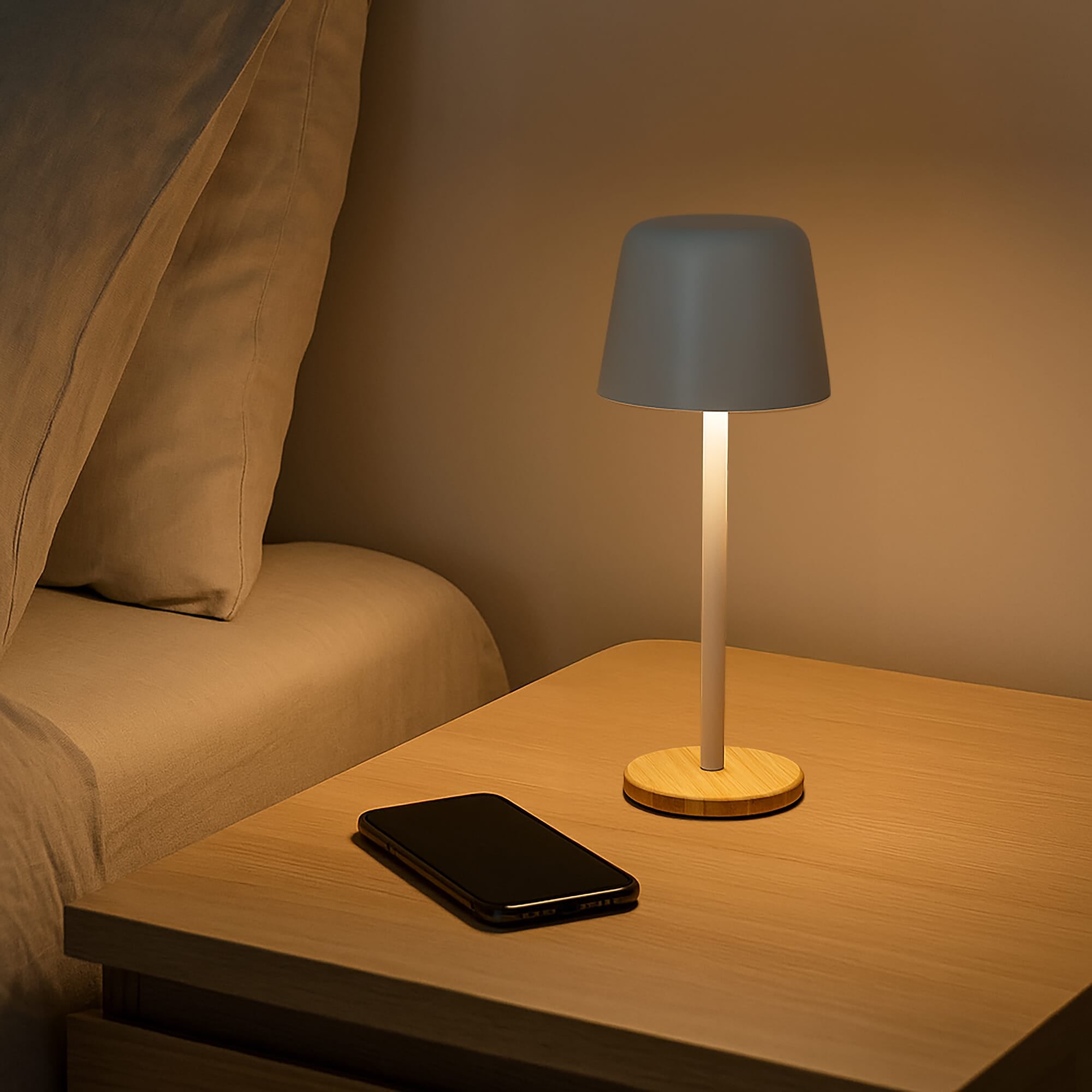 Solis Dimmbare Tischlampe mit Bambusfuß