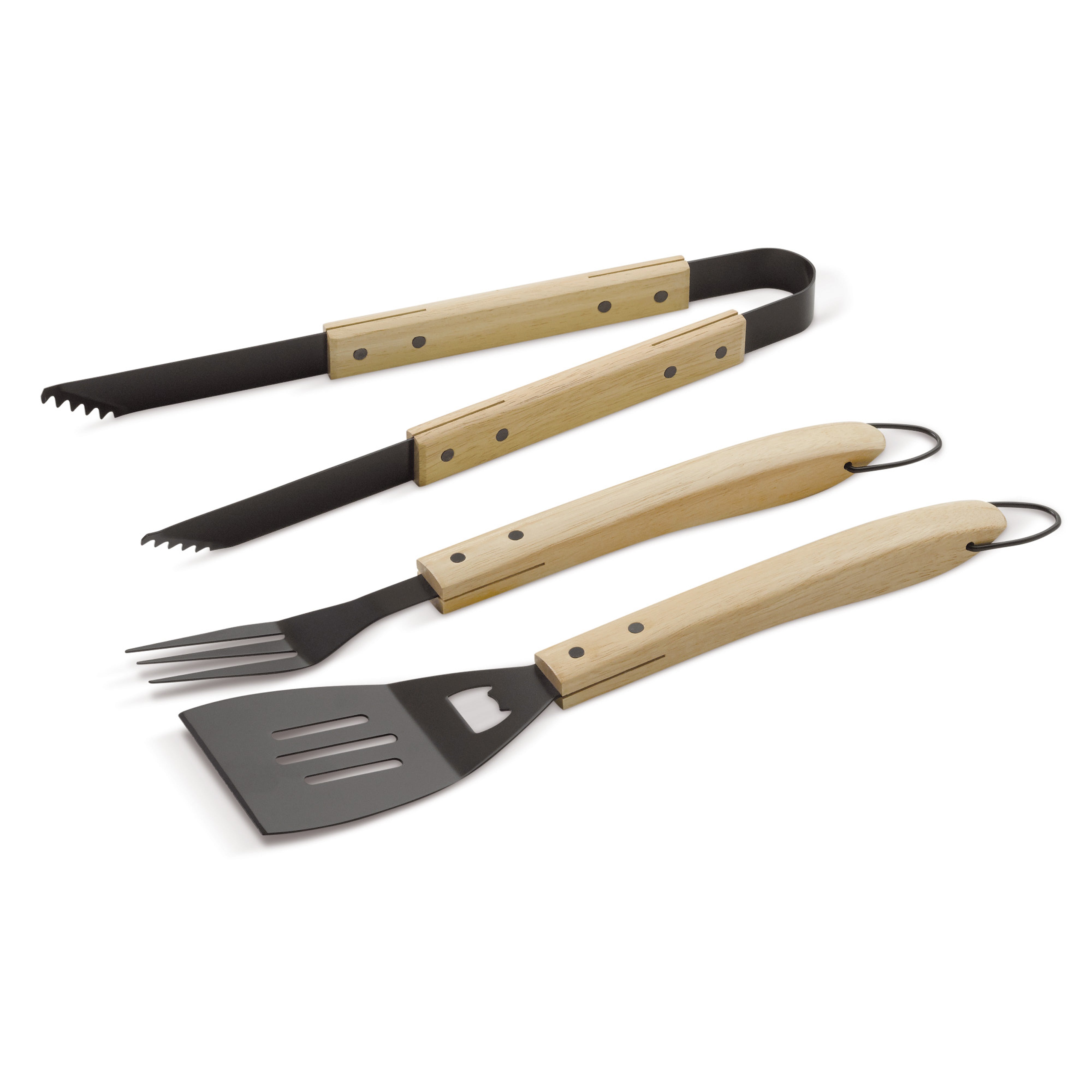3-teiliges Grillset in Holzoptik