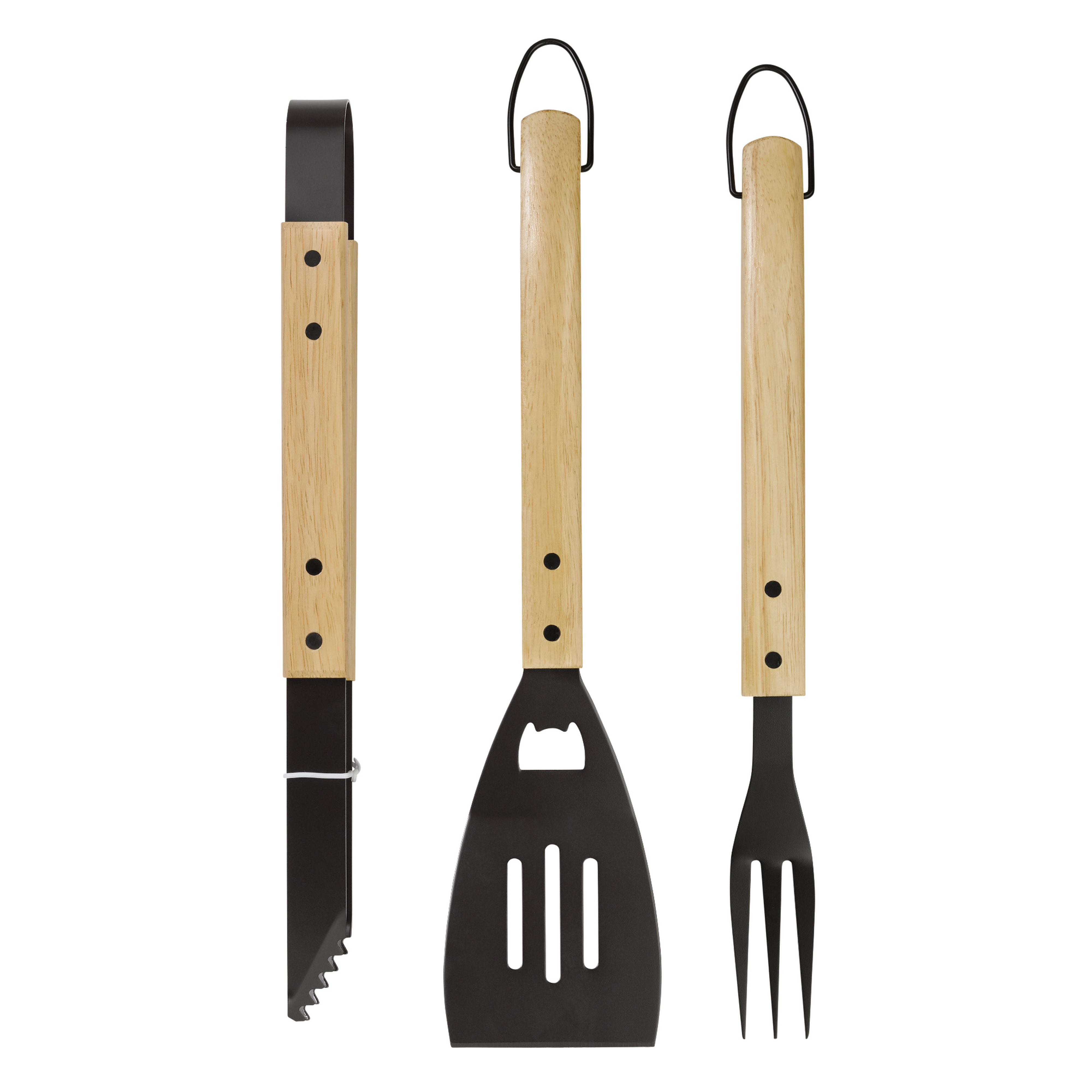 3-teiliges Grillset in Holzoptik