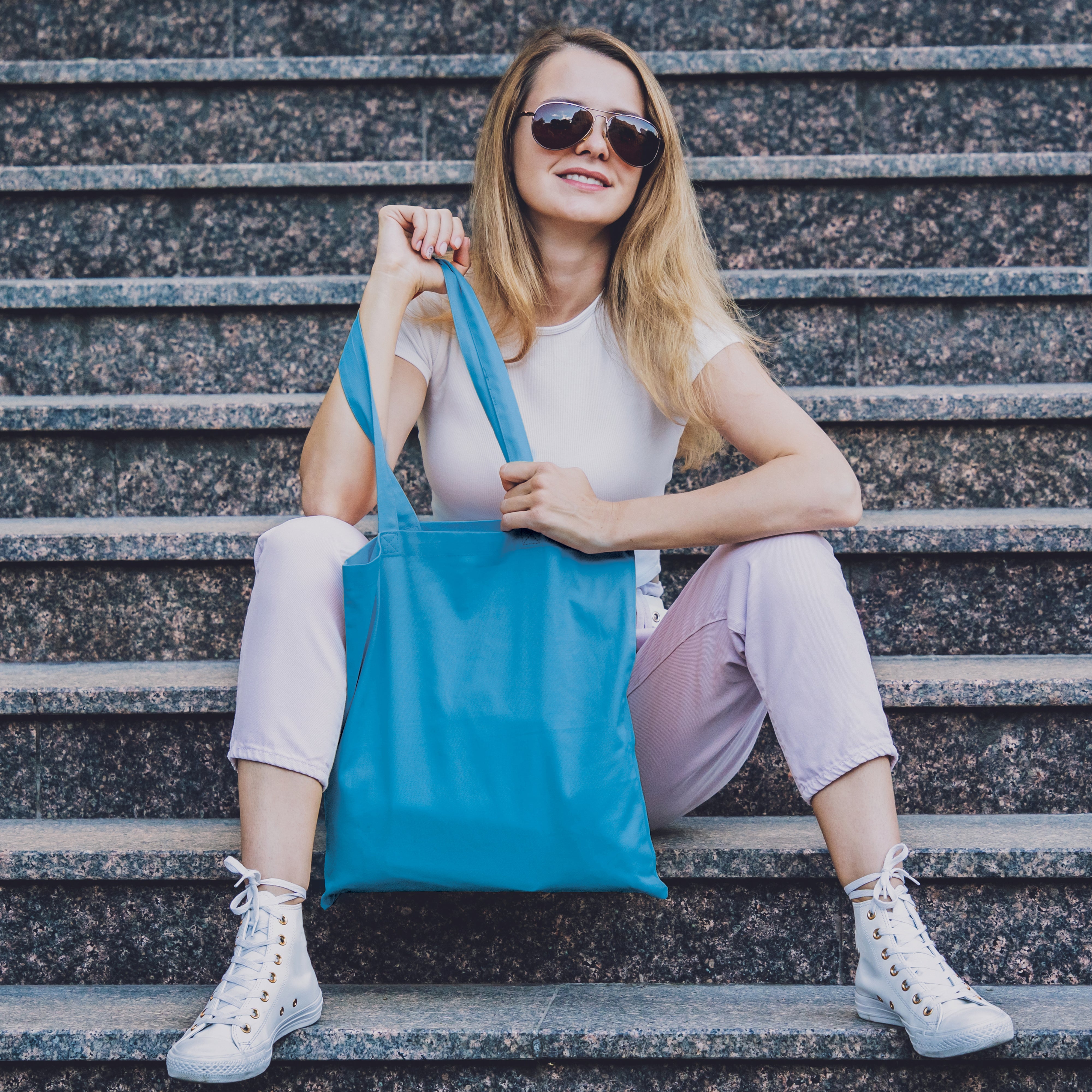 OEKO-TEX® Baumwoll Umhängetasche in Trendfarben 140 g/m²
