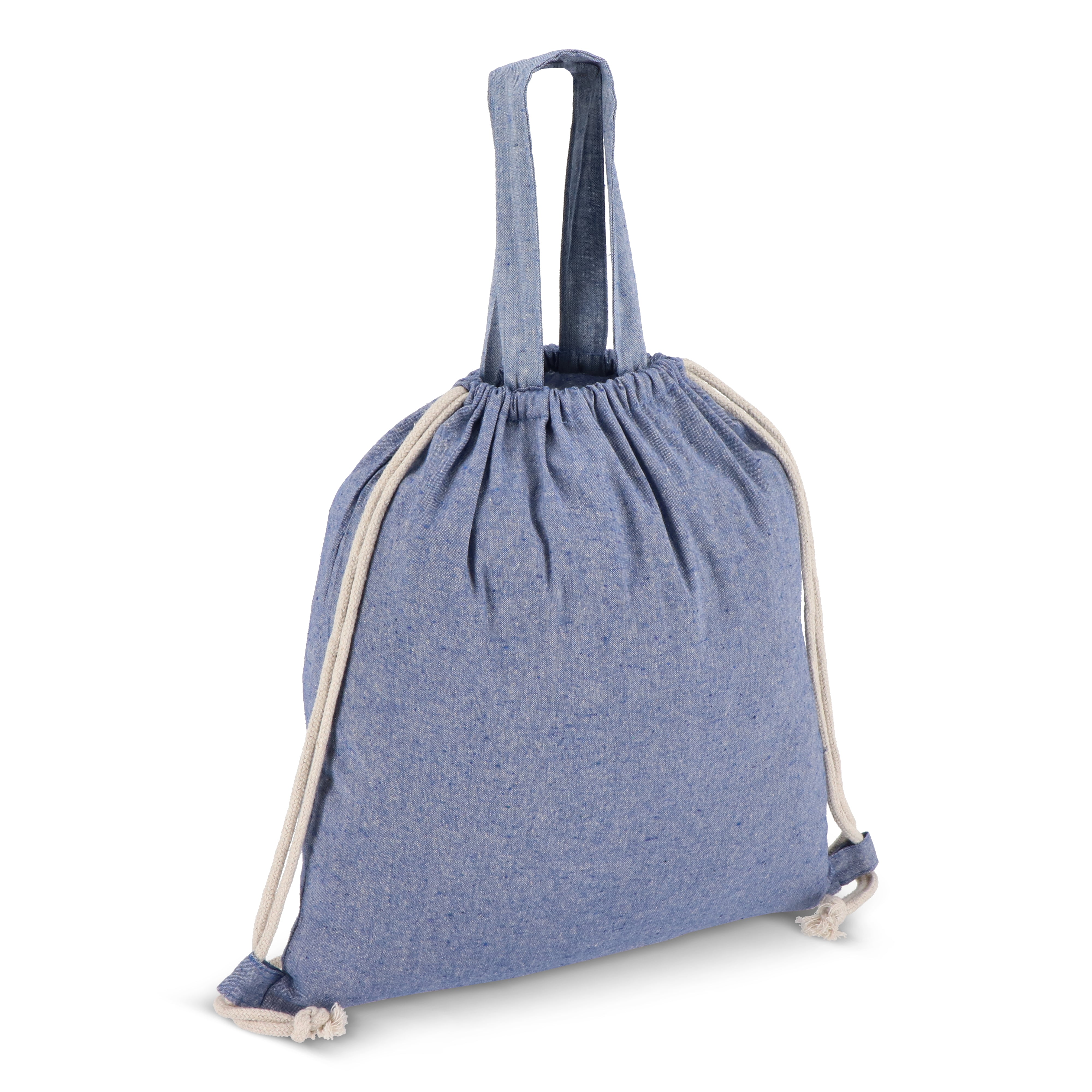 Recycelte Baumwolltasche mit Kordelzug & Tragegriffen