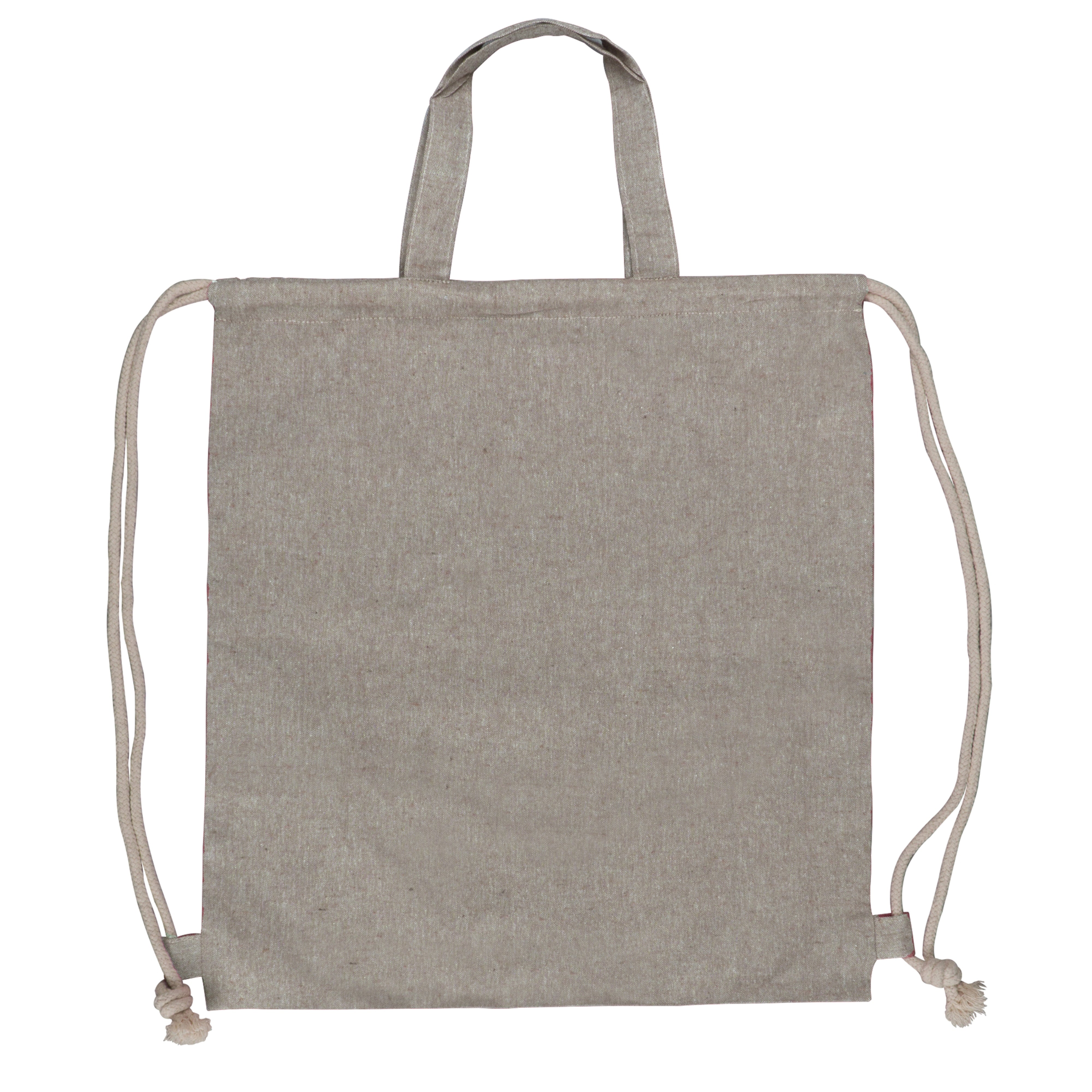 Recycelte Baumwolltasche mit Kordelzug & Tragegriffen