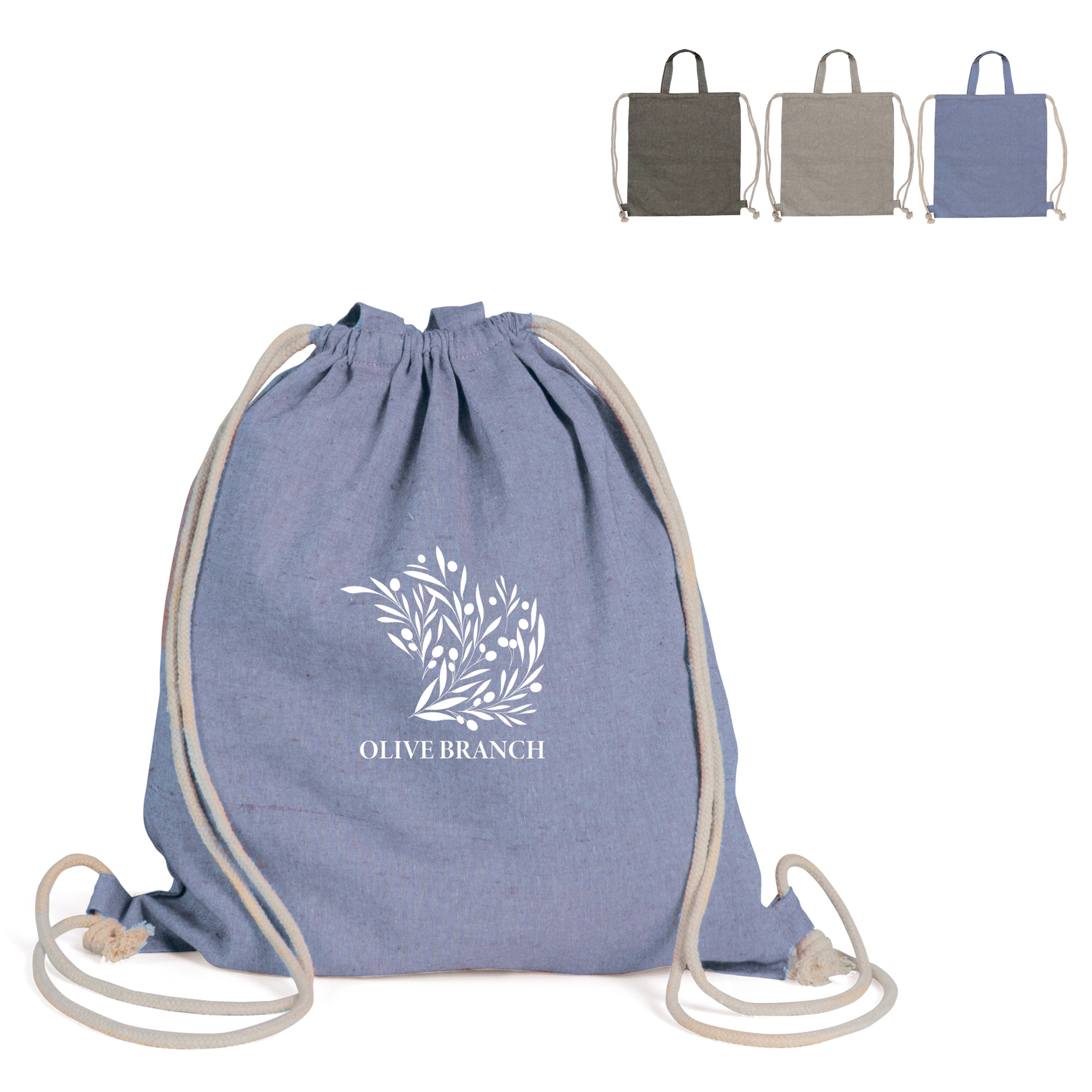 Recycelte Baumwolltasche mit Kordelzug & Tragegriffen
