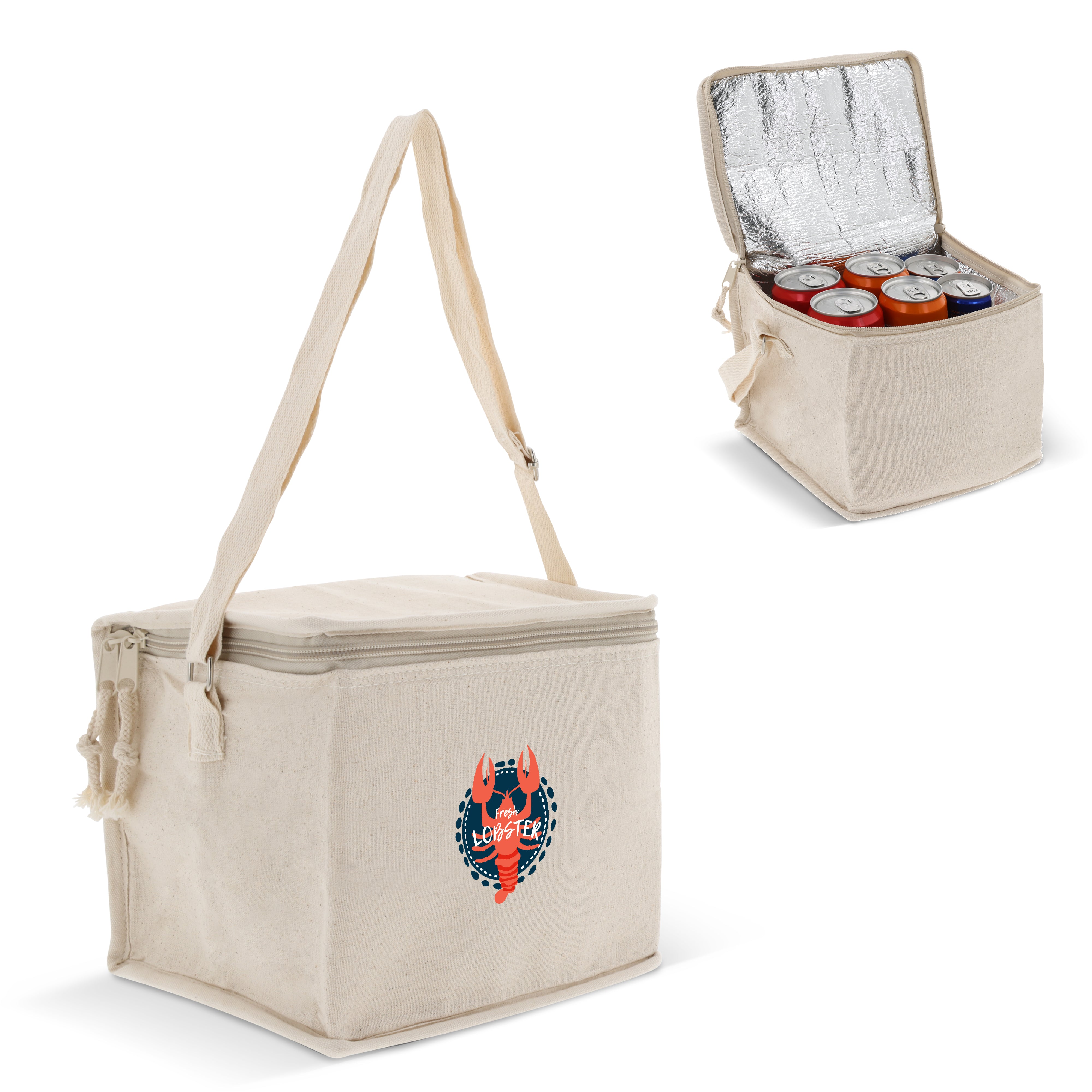 Kühltasche mit Baumwoll-Außenhülle 22 × 18 × 18 cm