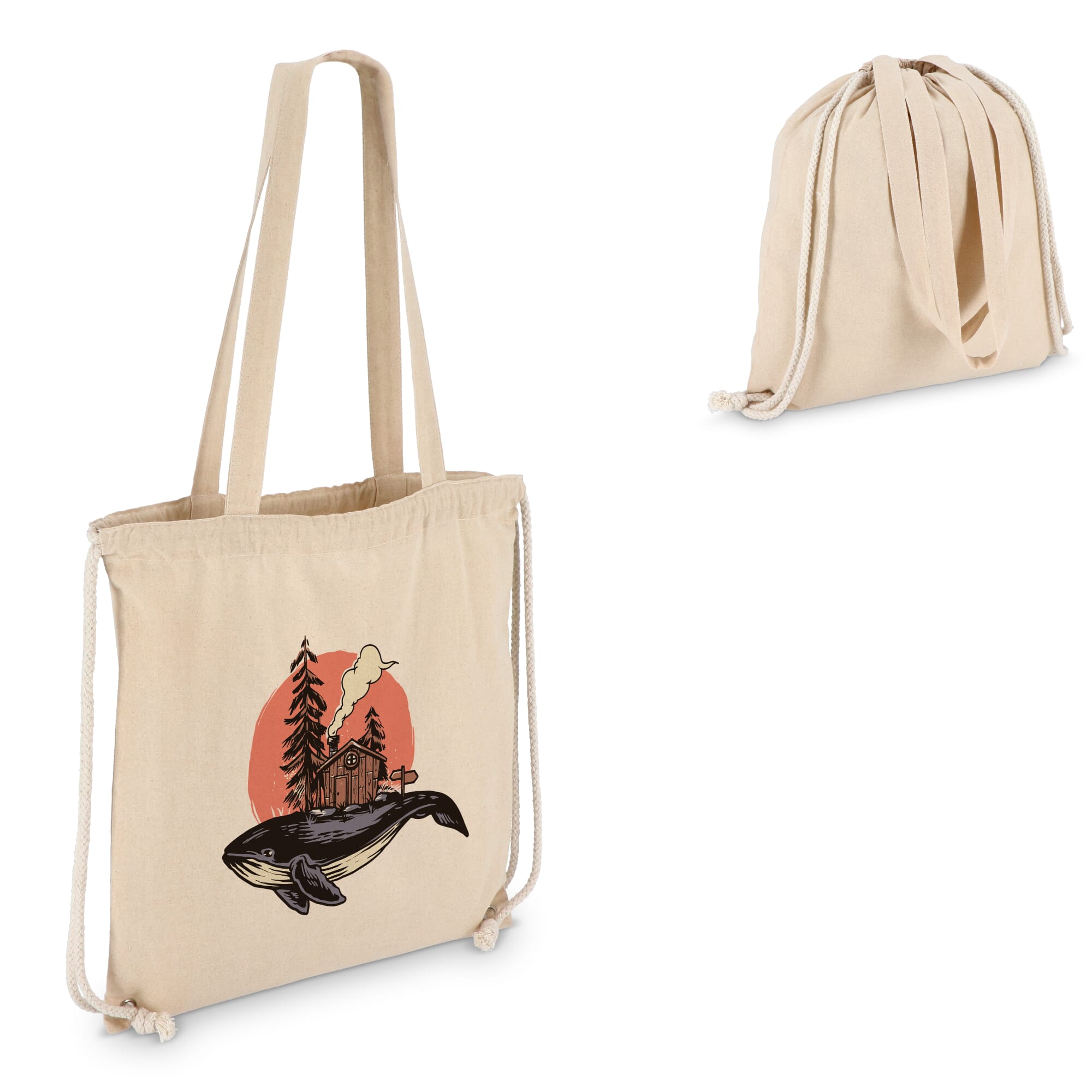 Baumwoll-Tragetasche mit Kordelzug OEKO-TEX® 38 x 42cm 140g/m²