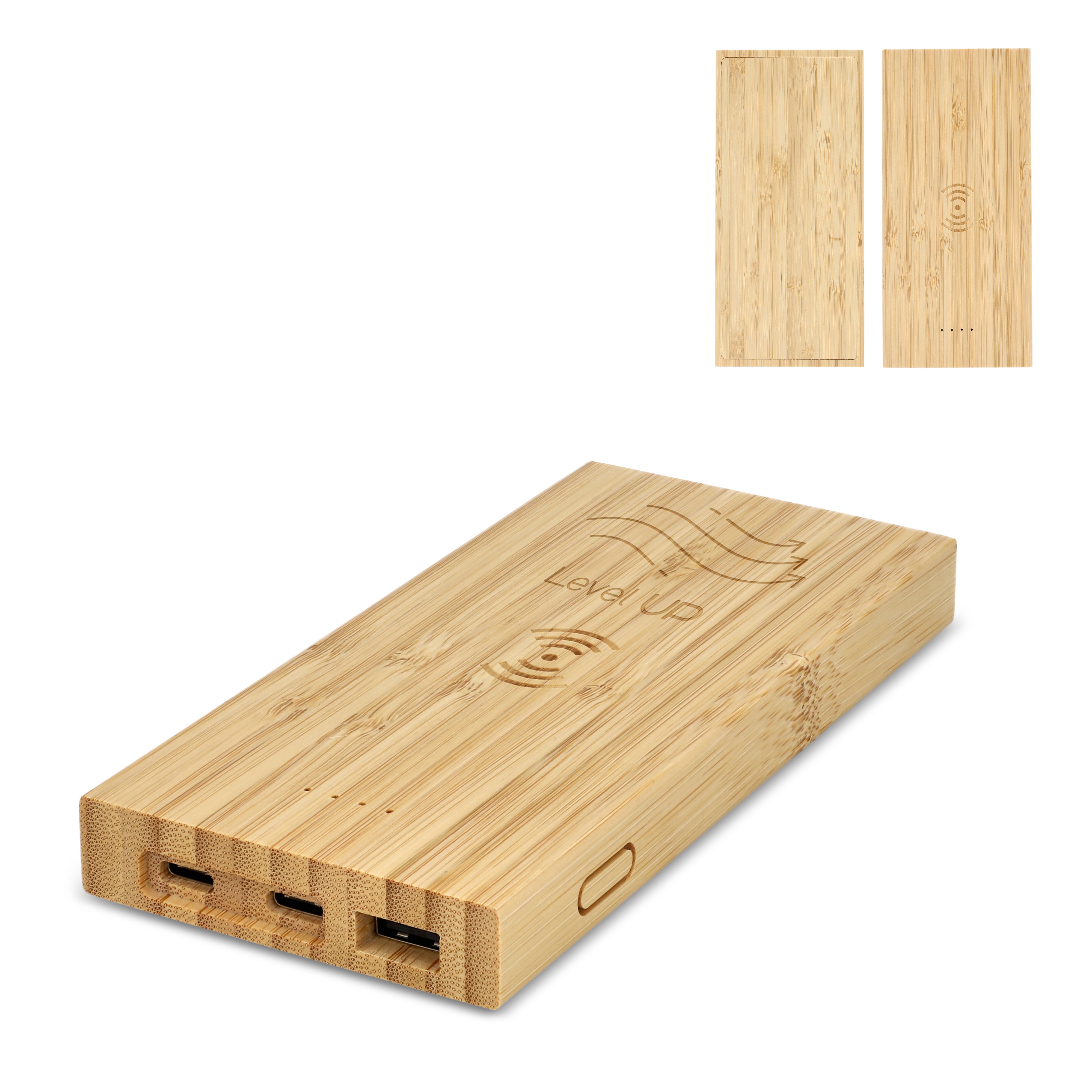 Bambus Powerbank mit Wireless Charging 8.000 mAh