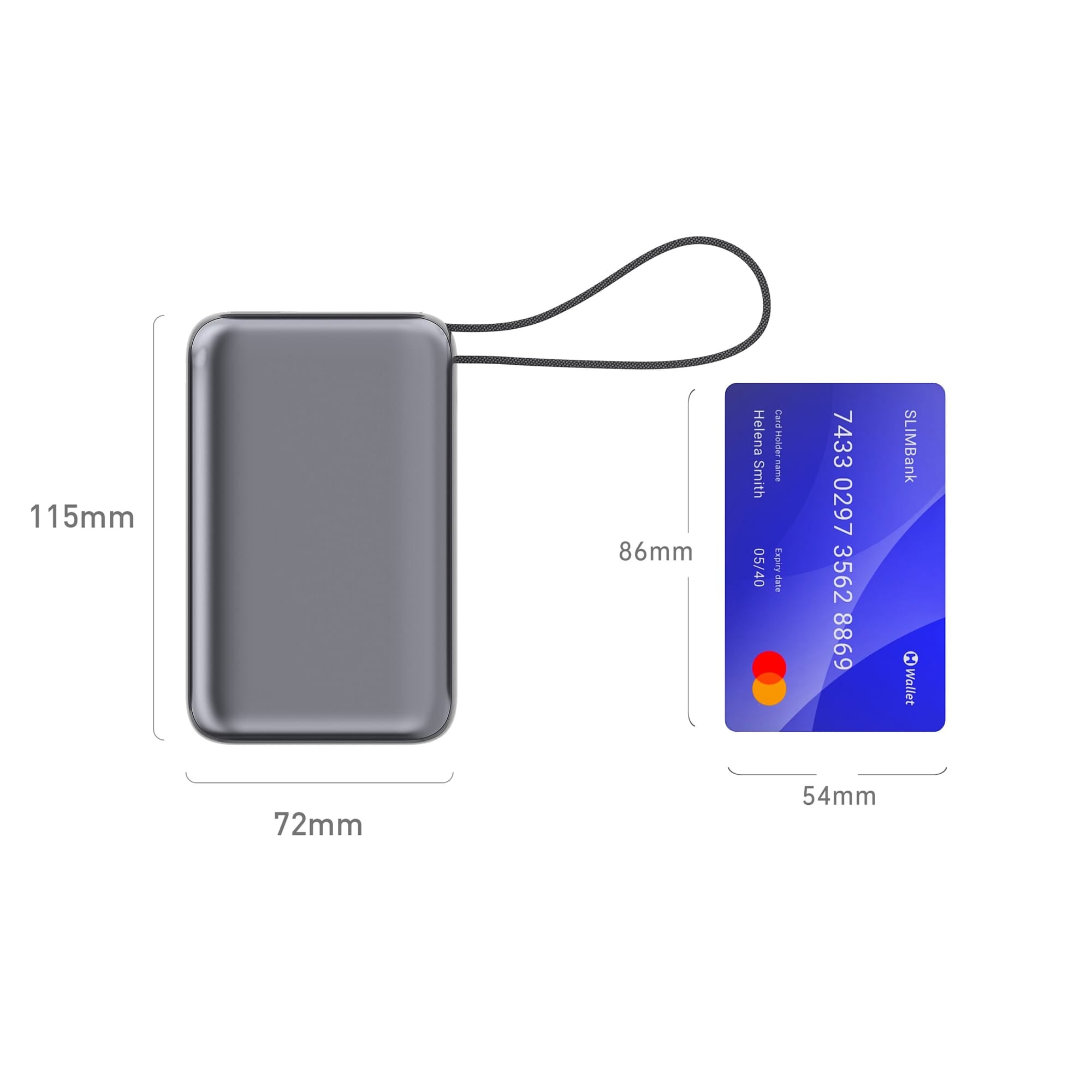 Nova Laptop 65W Powerbank mit integriertem USB-C-Kabel 30000 mAh