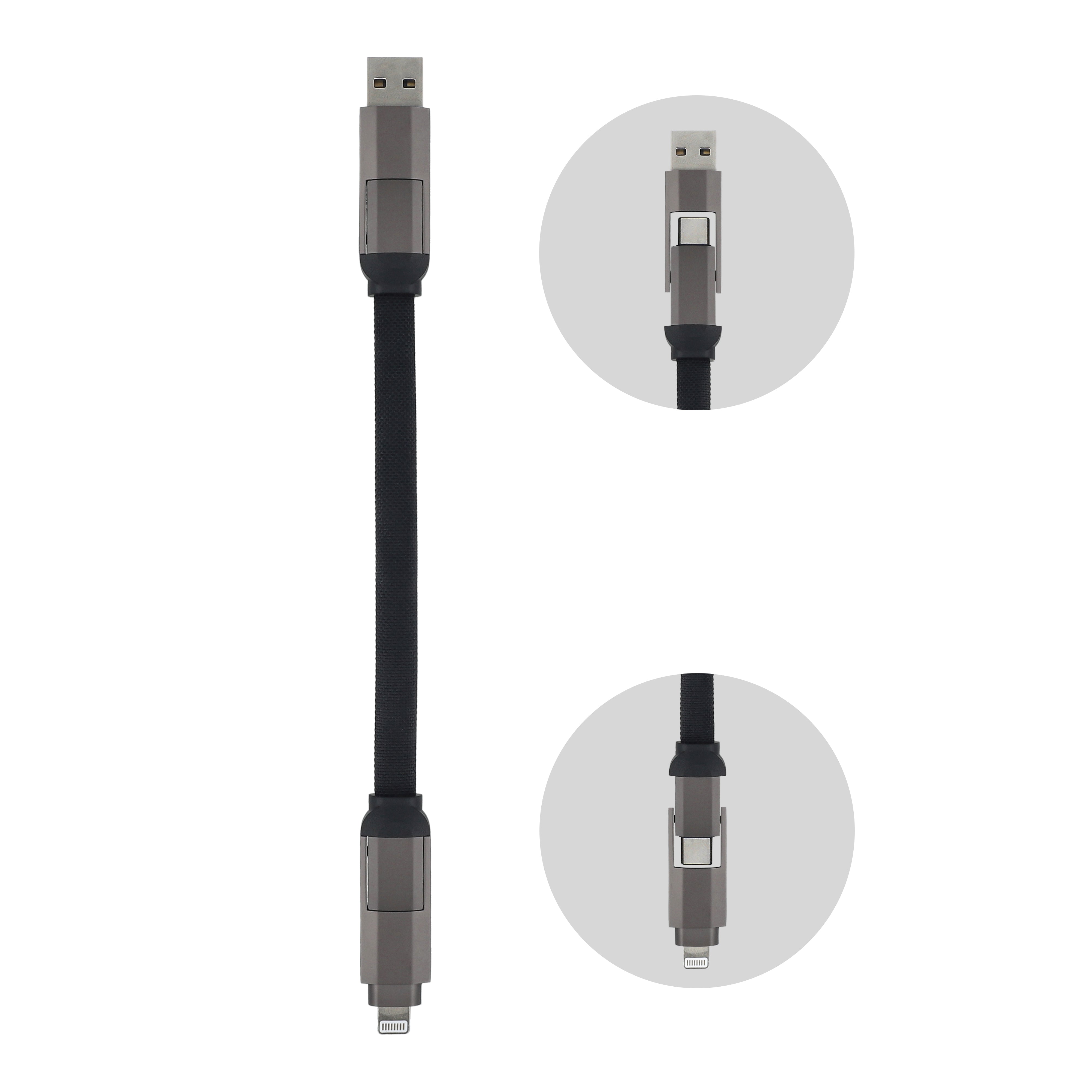 4-in-1 Ladekabel Schlüsselanhänger 60 W