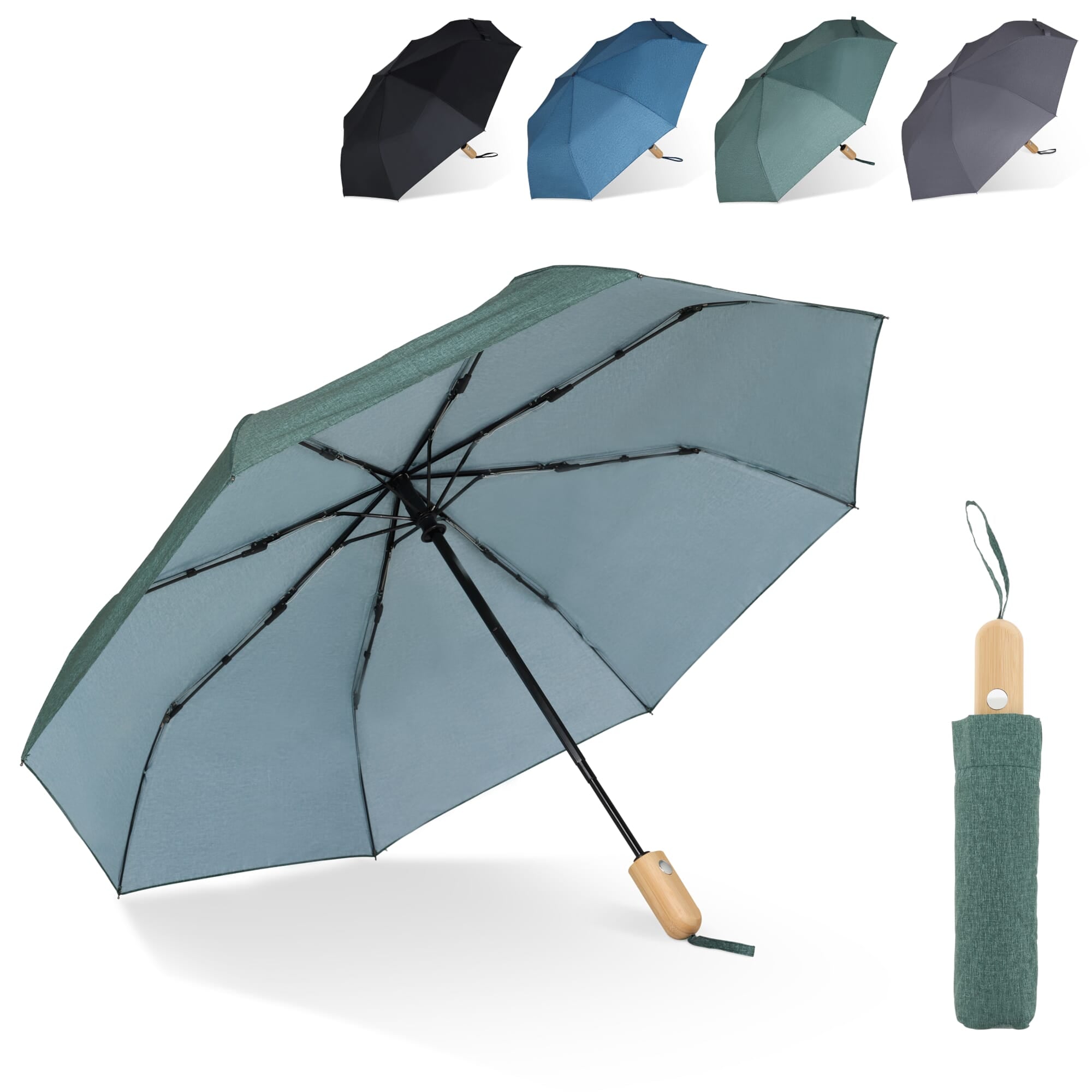 21" faltbarer Regenschirm aus R-PET -Material mit Automatiköffnung