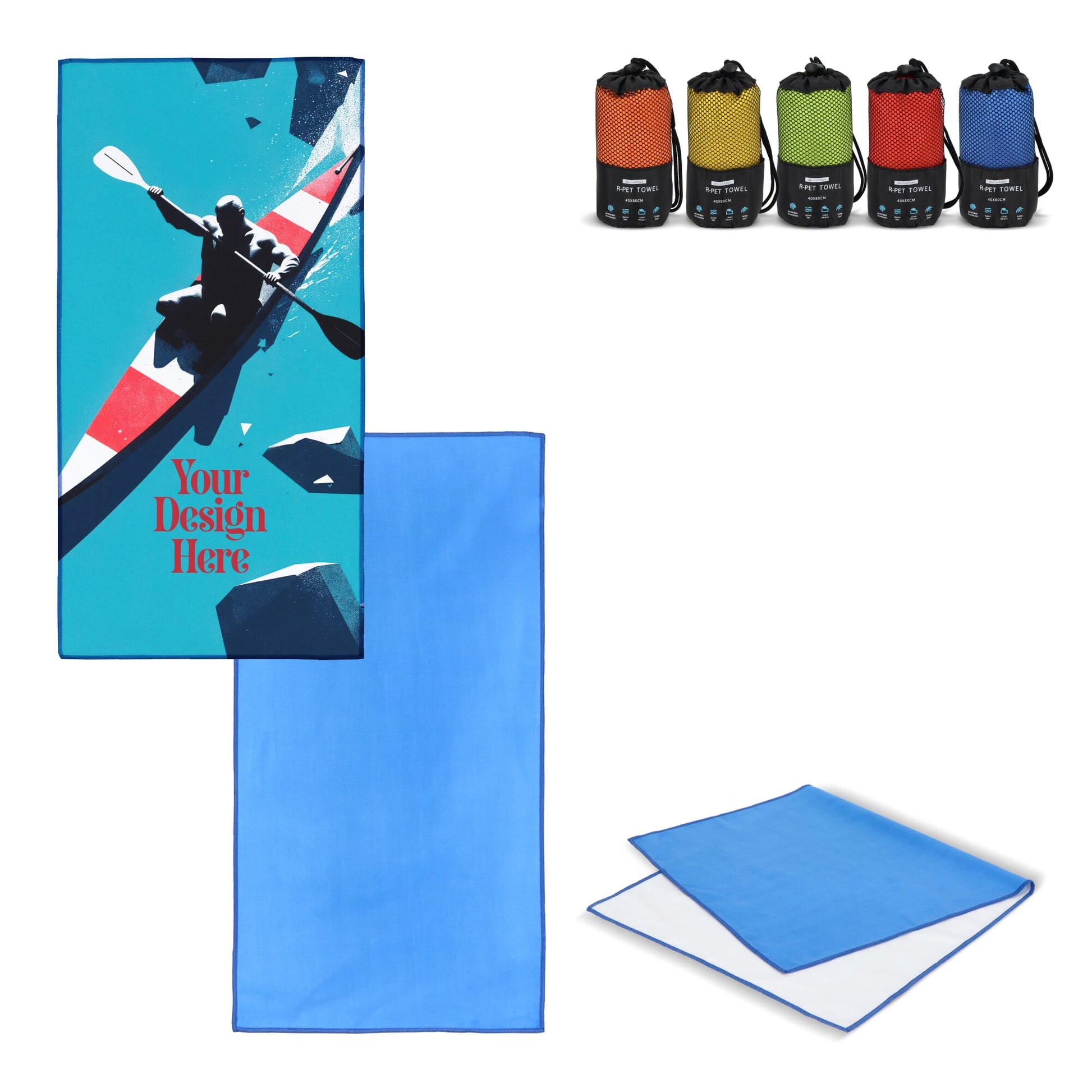 R-PET-Schnelltrocknungshandtuch 40 × 80 cm mit Beutel, Sublimationsdruck.