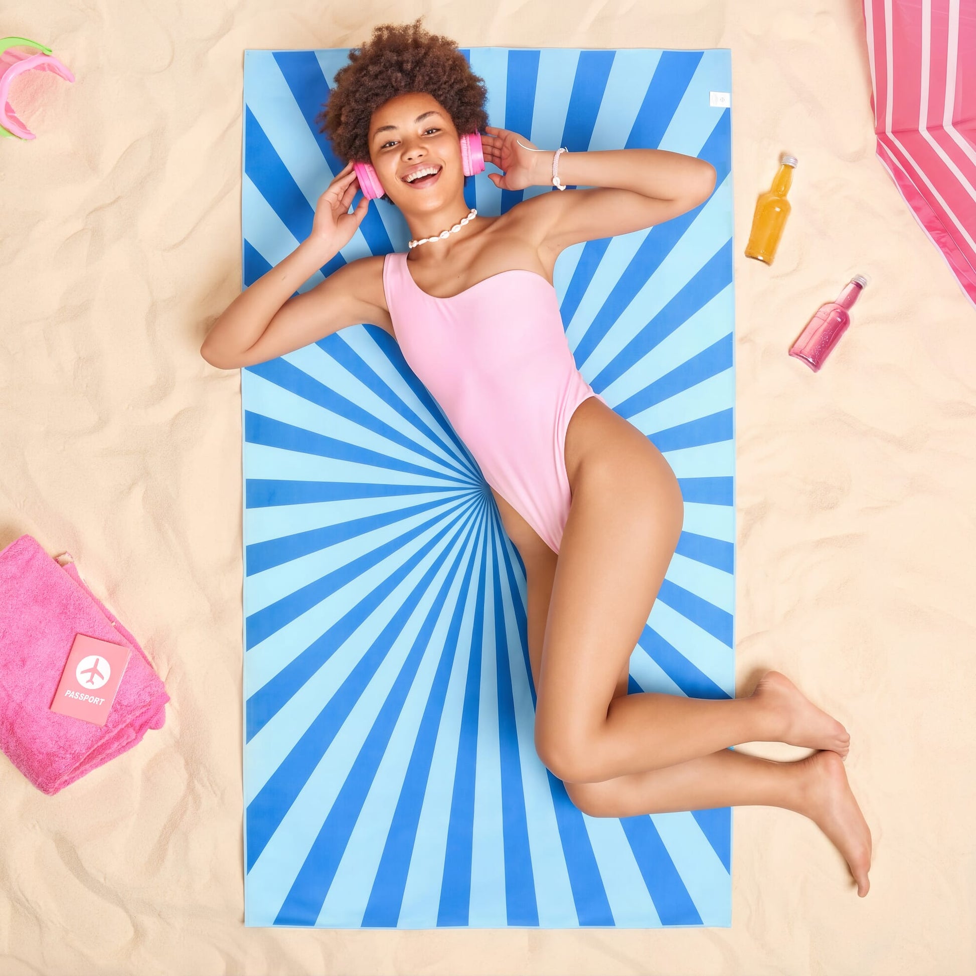 R-PET-Schnelltrocknungs-Strandtuch 100 × 180 cm, Sublimationsdruck