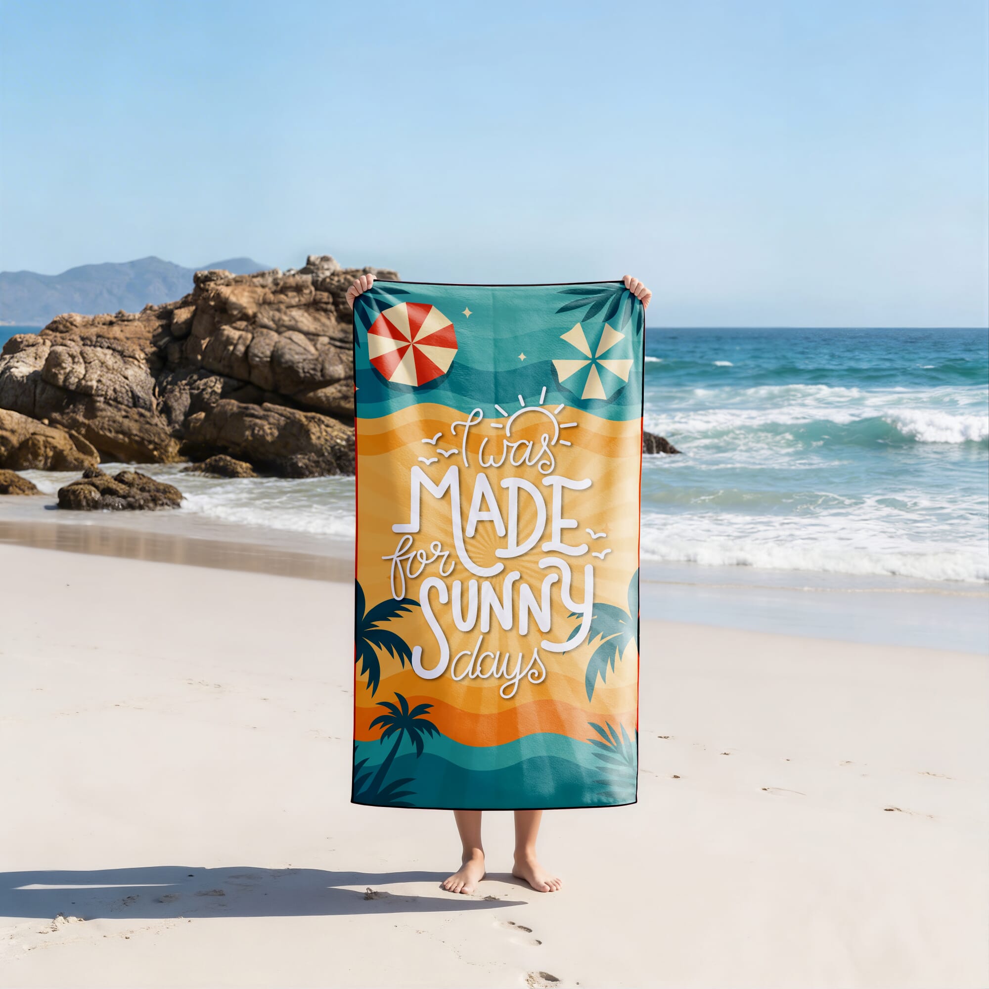 R-PET-Schnelltrocknungs-Strandtuch 100 × 180 cm, Sublimationsdruck