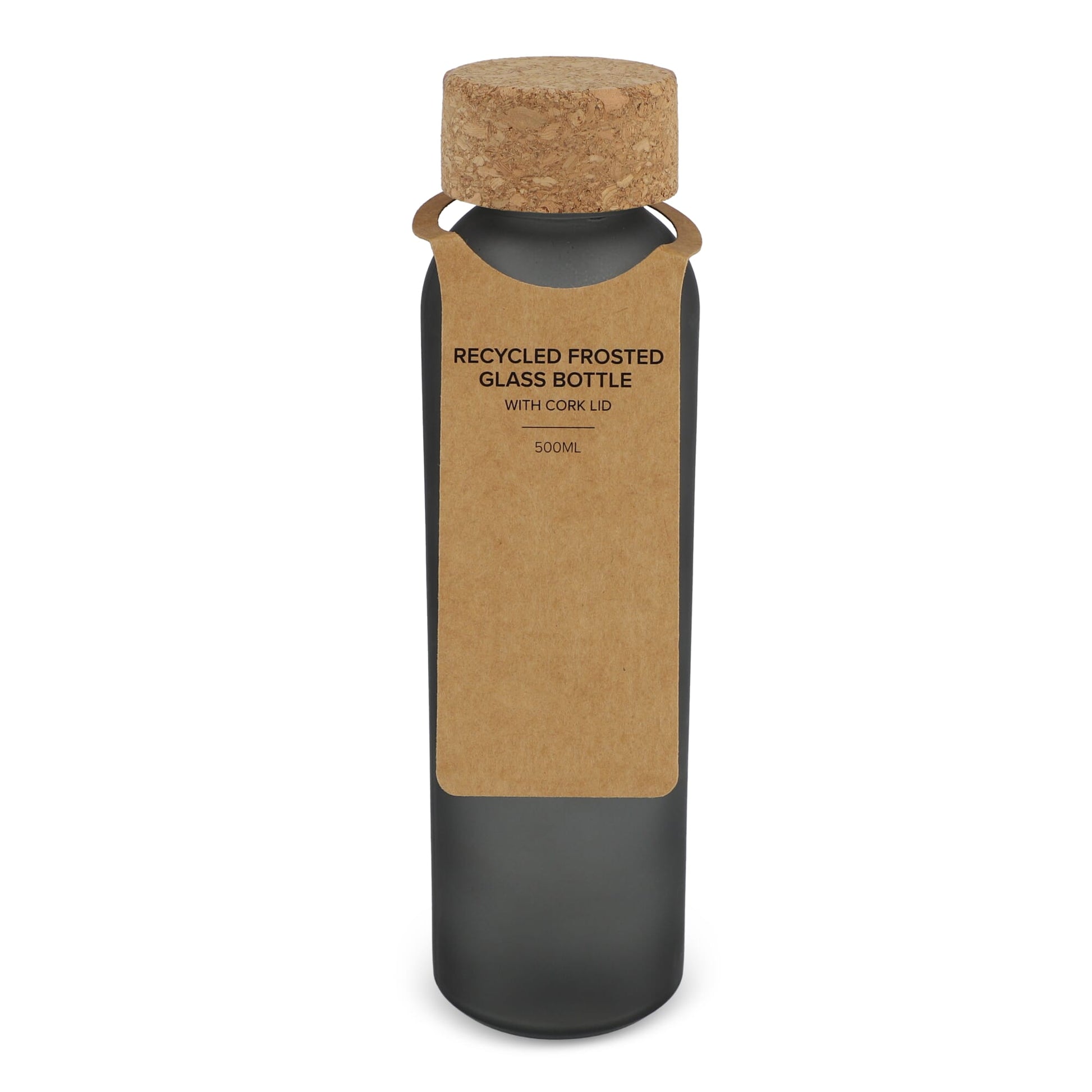 Gefrostete flasche aus recyceltem Glas mit Korkdeckel 500ml