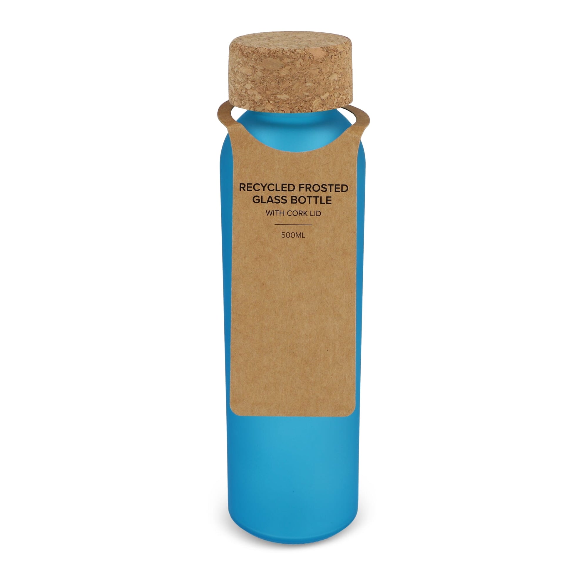 Gefrostete flasche aus recyceltem Glas mit Korkdeckel 500ml
