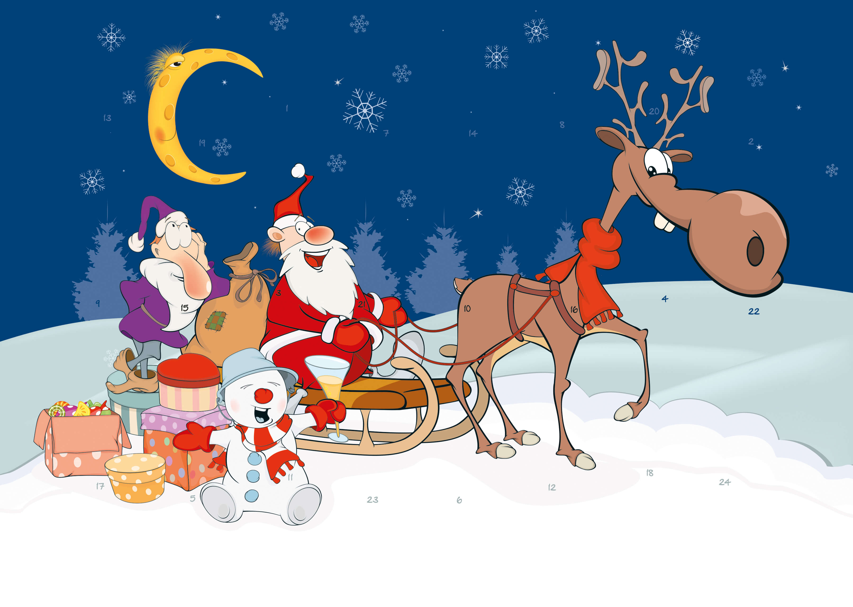 Werbeeinleger Adventskalender - personalisierbares STANDARDMOTIV – M062 Geschenkeschlitten