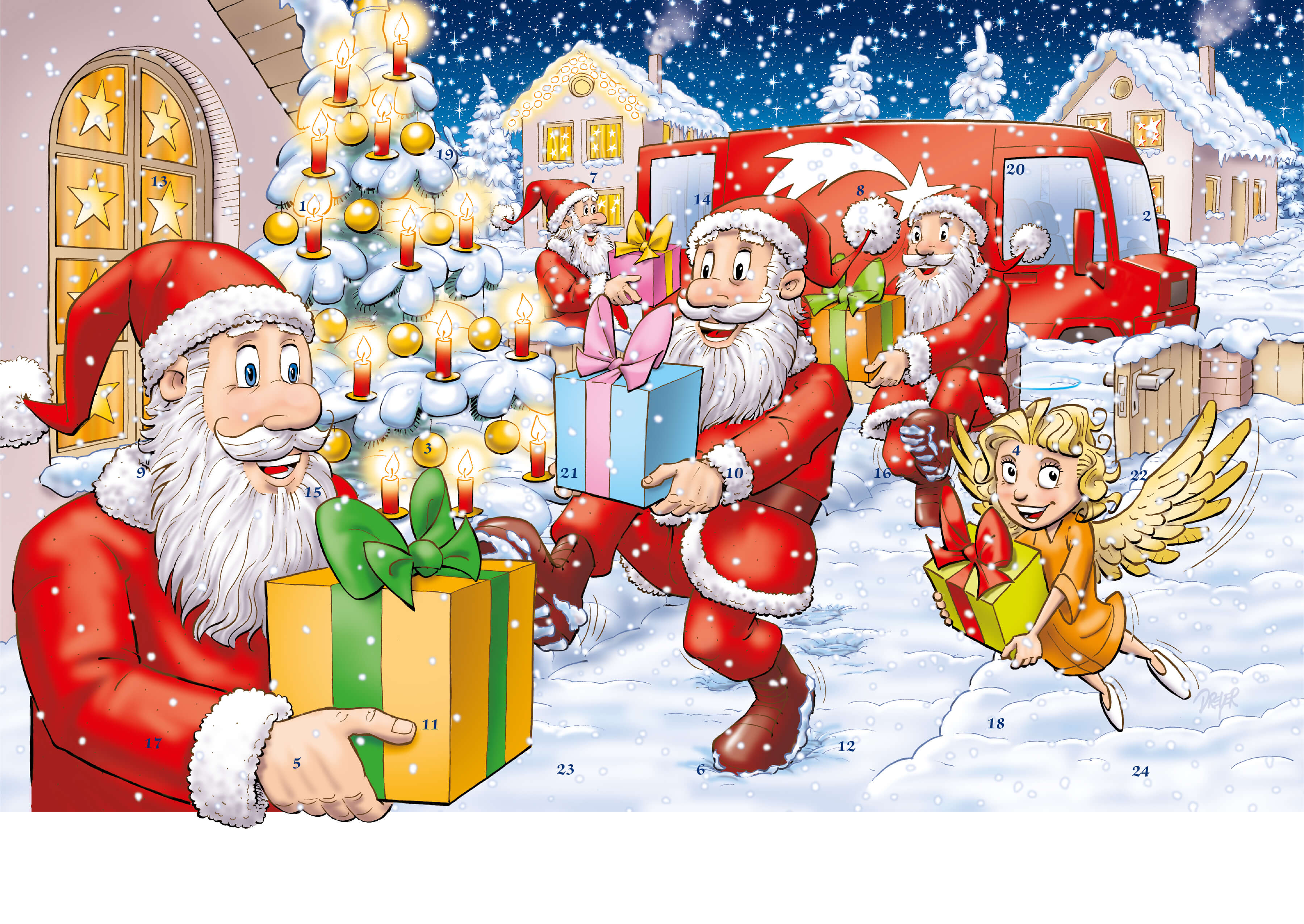 Classic Wand-/Tisch-Adventskalender – personalisierbares STANDARDMOTIV – M067 Geschenkelieferung