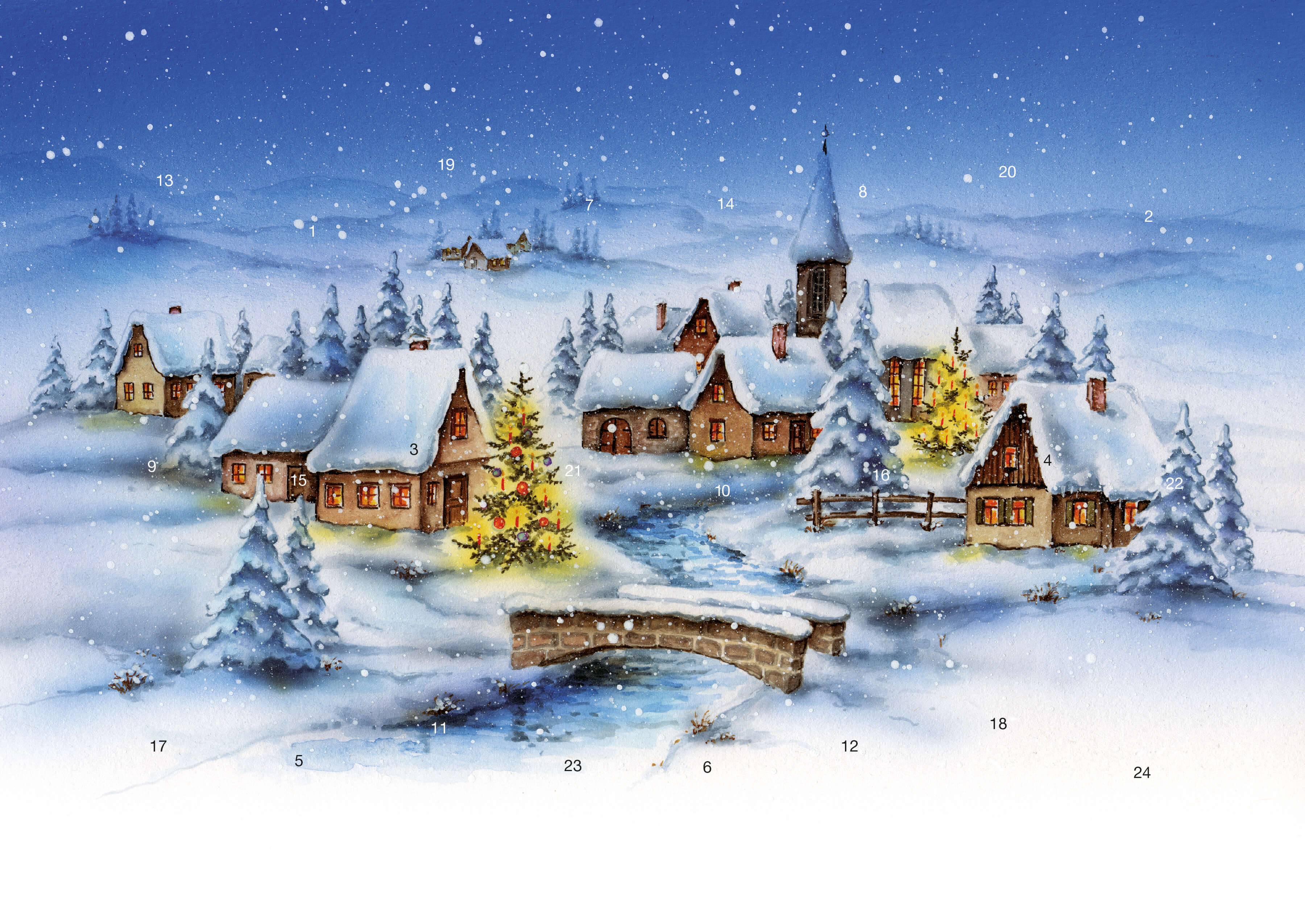 Werbeeinleger Adventskalender - personalisierbares STANDARDMOTIV – M071 Stille Weihnachten