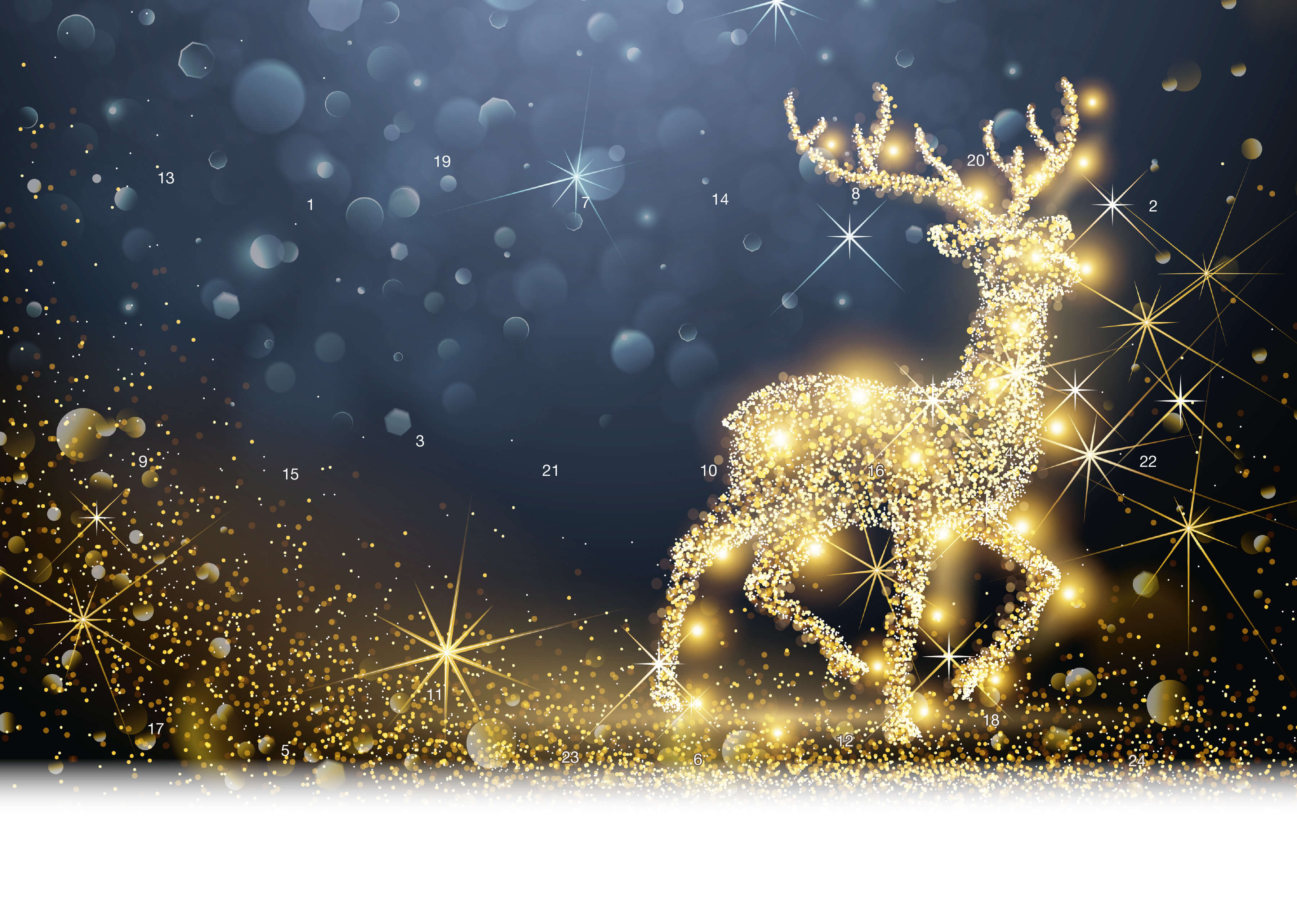 reinpapier® Classic-Adventskalender – personalisierbares STANDARDMOTIV – M072 Leuchtendes Rentier