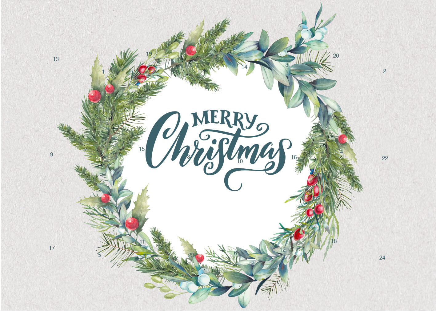 reinpapier® A5-Adventskalender – personalisierbares STANDARDMOTIV – M076 Weihnachtskranz