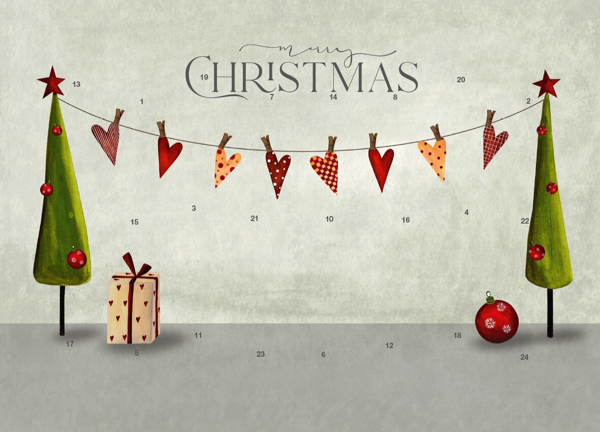 reinpapier® A5-Adventskalender – personalisierbares STANDARDMOTIV – M078 Herzige Weihnacht