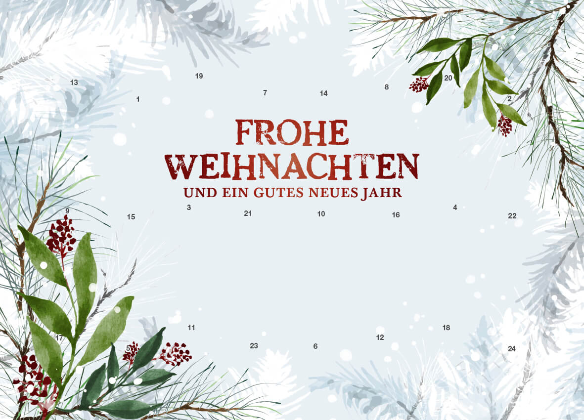 Werbeeinleger Adventskalender - personalisierbares STANDARDMOTIV – M079 Winter Aquarell