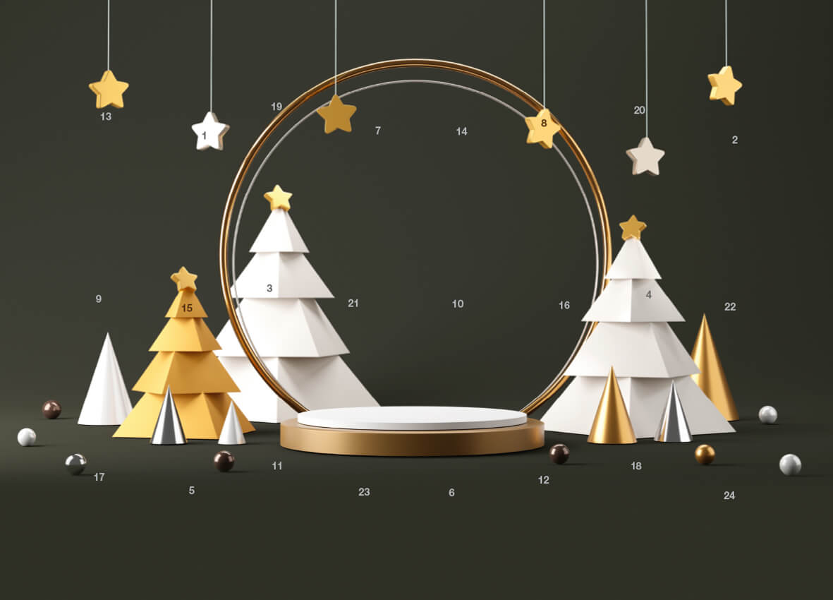 reinpapier® Classic-Adventskalender – personalisierbares STANDARDMOTIV – M081 Tannenwald abstrakt