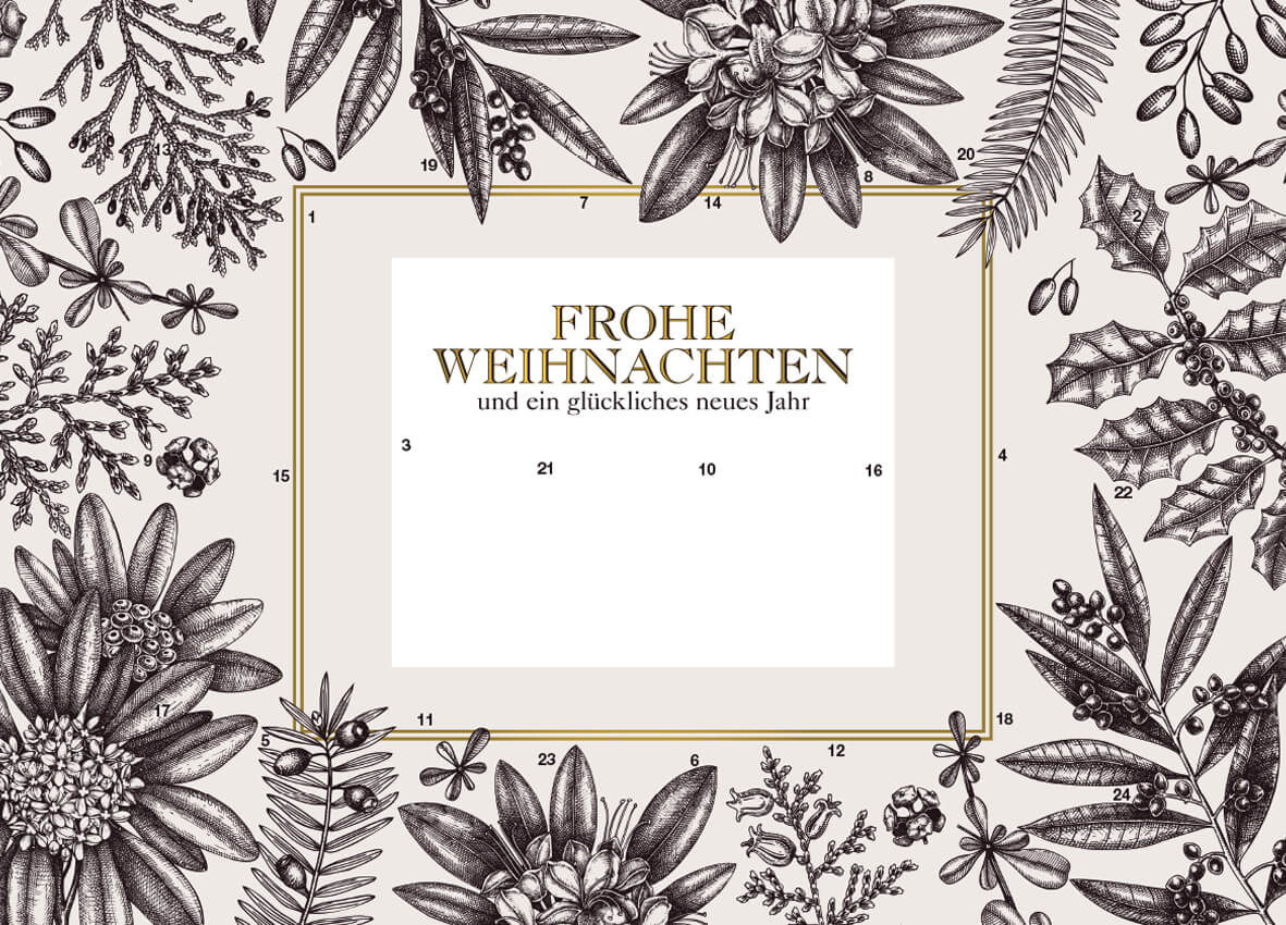 reinpapier® Classic-Adventskalender – personalisierbares STANDARDMOTIV – M082 Winterbotanik