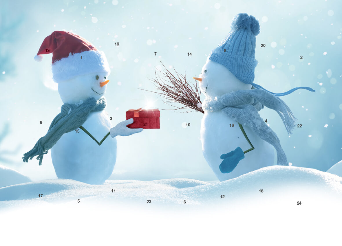 Classic Wand-/Tisch-Adventskalender – personalisierbares STANDARDMOTIV – M084 Schneemann-Geschenk