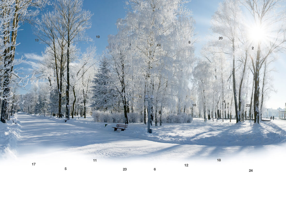 reinpapier® A5-Adventskalender – personalisierbares STANDARDMOTIV – M086 Schneelandschaft