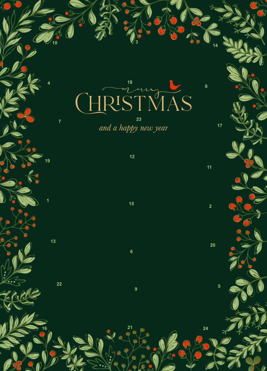 Classic Wand-/Tisch-Adventskalender – personalisierbares STANDARDMOTIV – M093 Deko Grün