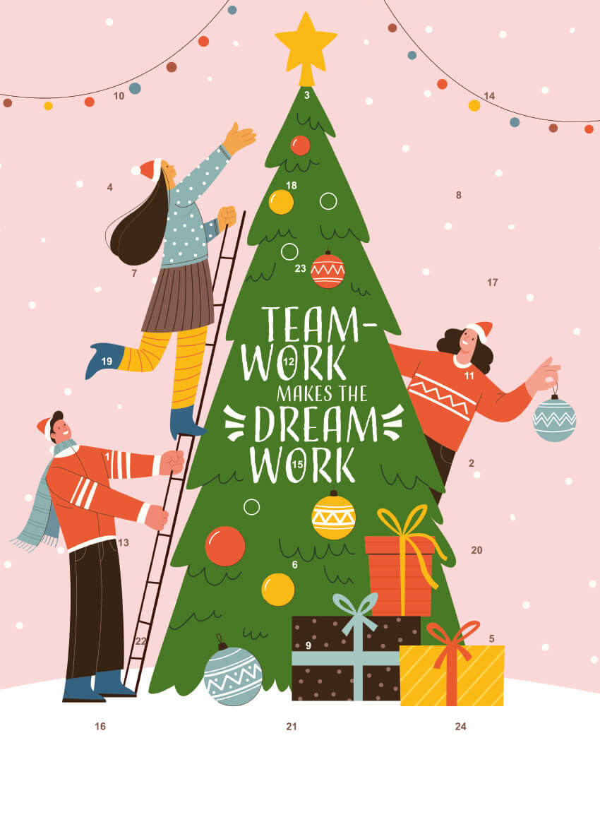 A5-Adventskalender – personalisierbares STANDARDMOTIV – M096 Teamwork