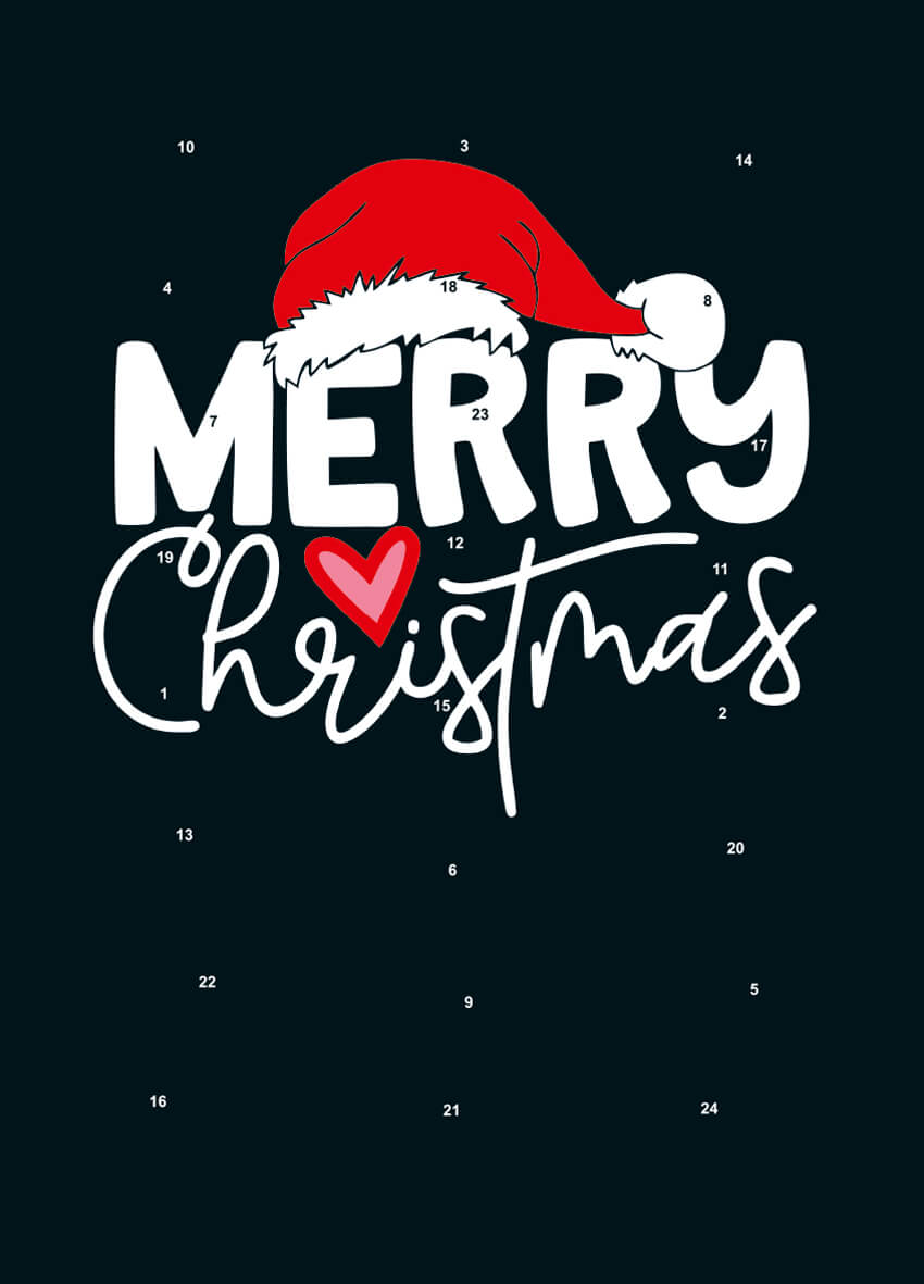 A5-Adventskalender – personalisierbares STANDARDMOTIV – M099 Merry Christmas Black