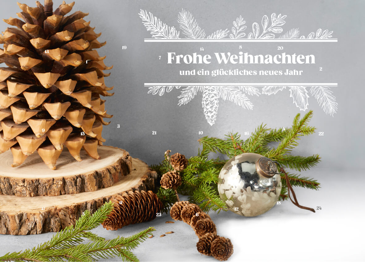 Werbeeinleger Adventskalender - personalisierbares STANDARDMOTIV – M102 Tannenzapfen