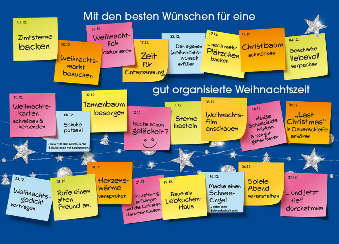 reinpapier® Classic-Adventskalender – personalisierbares STANDARDMOTIV – M111 Weihnachts Post-its