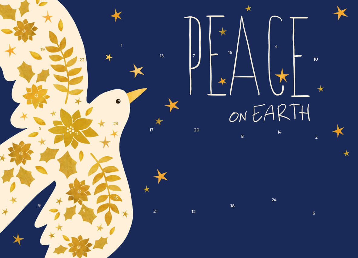 reinpapier® A5-Adventskalender – personalisierbares STANDARDMOTIV – M113 Peace on Earth