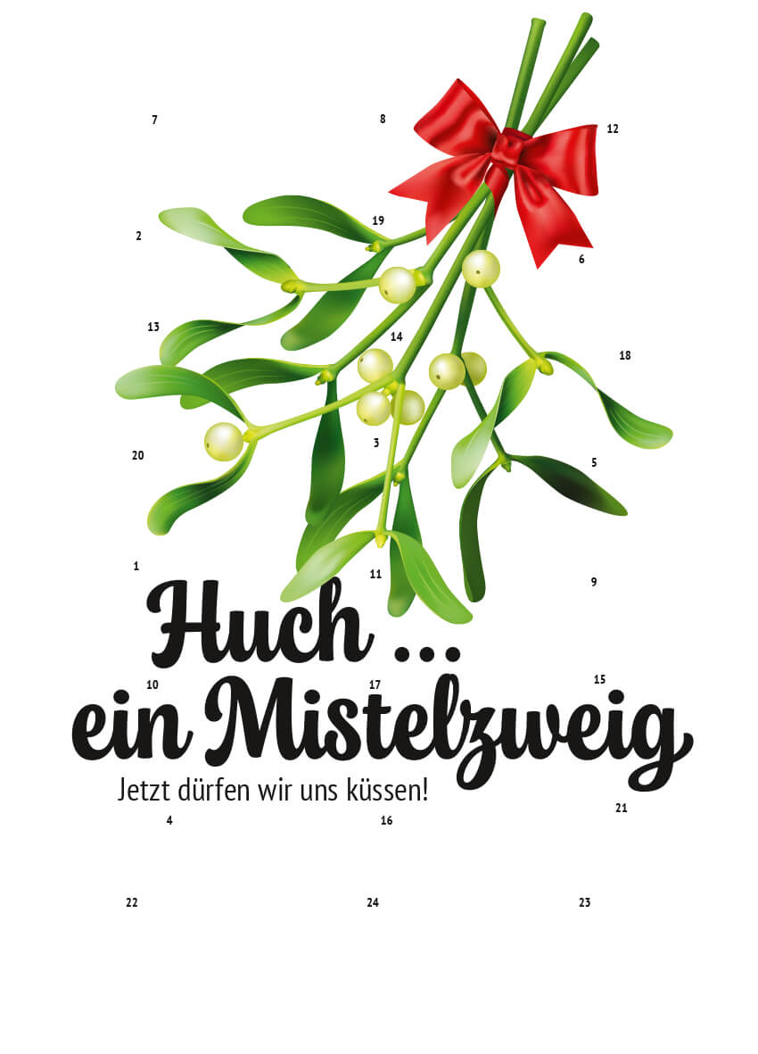 Classic Wand-/Tisch-Adventskalender – personalisierbares STANDARDMOTIV – M114 Huch...ein Mistelzweig