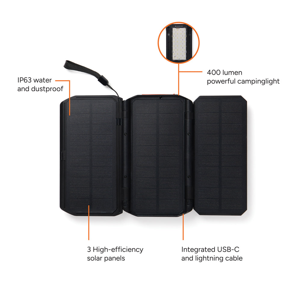 Nordic Drift Titan 10.000mAh Solar Powerbank with 3 Panels – Ansicht 2
