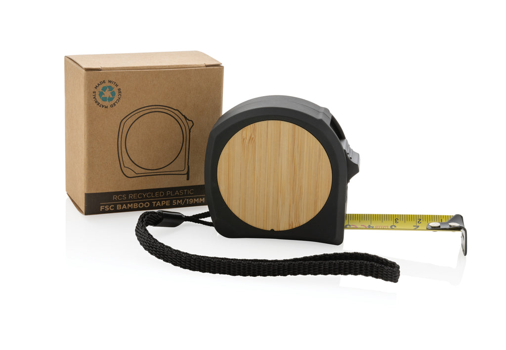 5m/19mm Maßband aus RCS recycelt. Kunststoff & Bambus – Ansicht 4