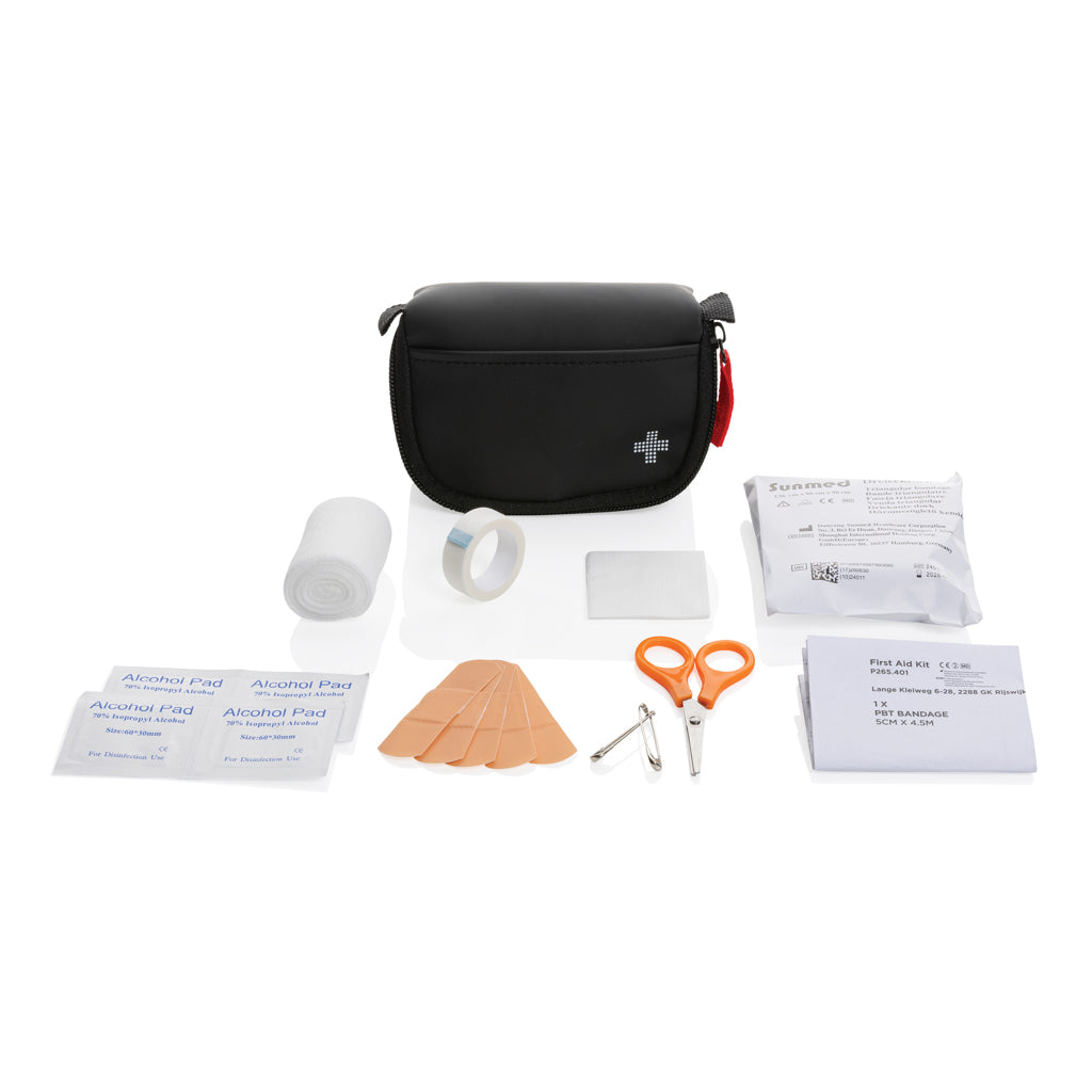 Kleines Erste-Hilfe-Set in RCS recycelter Nubuk-PU Tasche – Ansicht 1