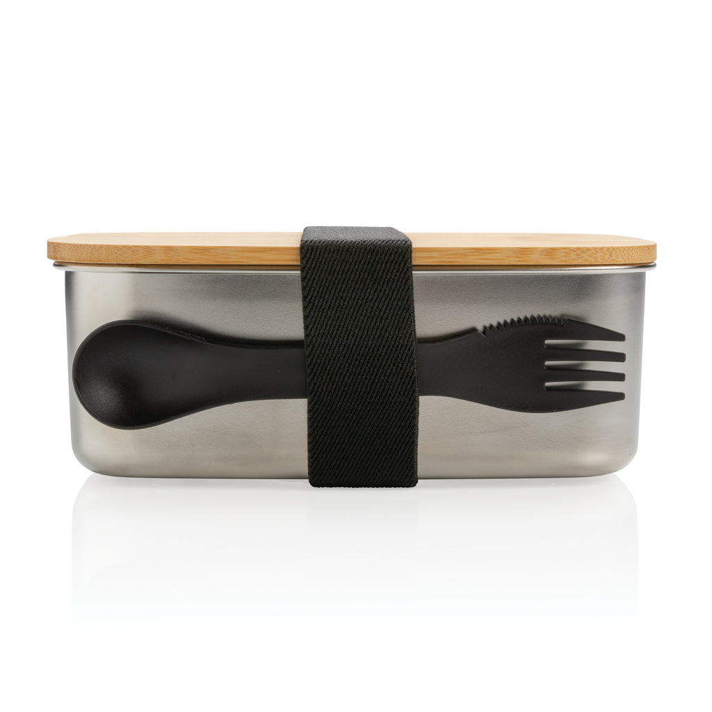 Stainless Steel Lunchbox mit Bambus-Deckel und Göffel – Ansicht 6