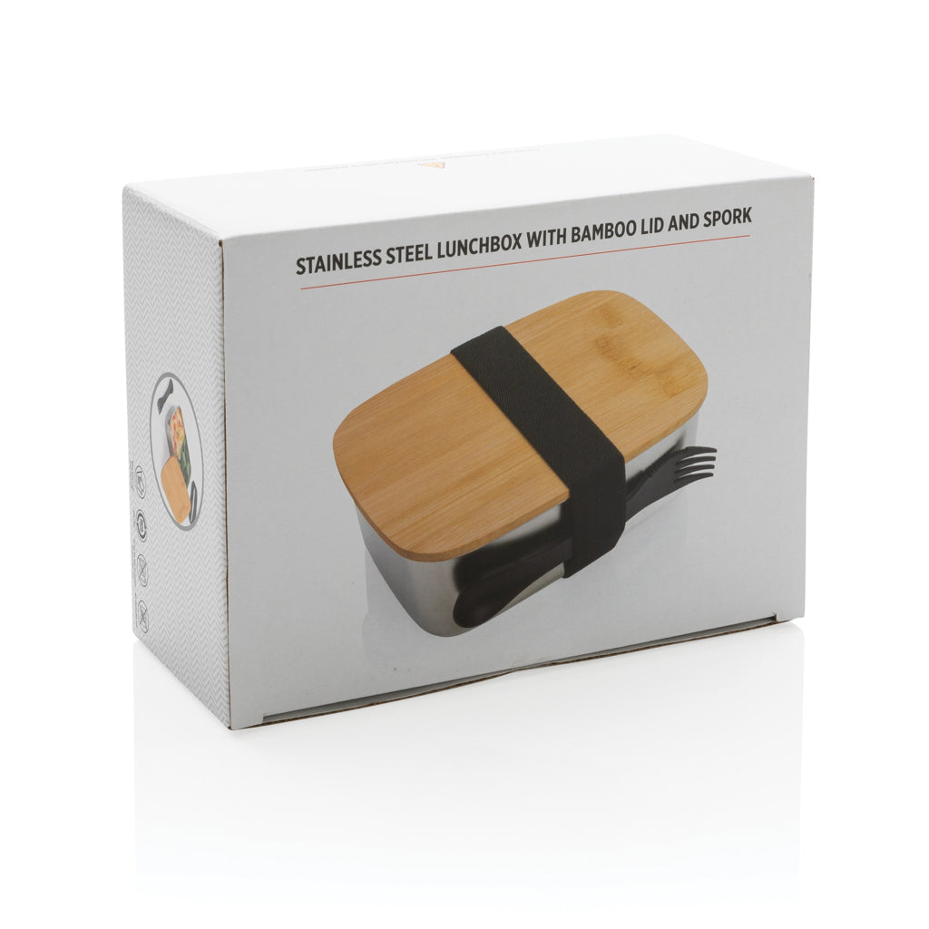 Stainless Steel Lunchbox mit Bambus-Deckel und Göffel – Ansicht 8