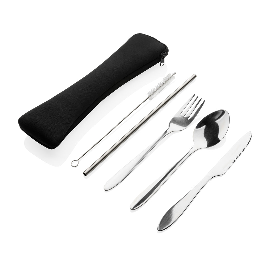 4-teiliges wiederverwendbares Besteckset aus Stainless-Steel – Ansicht 1