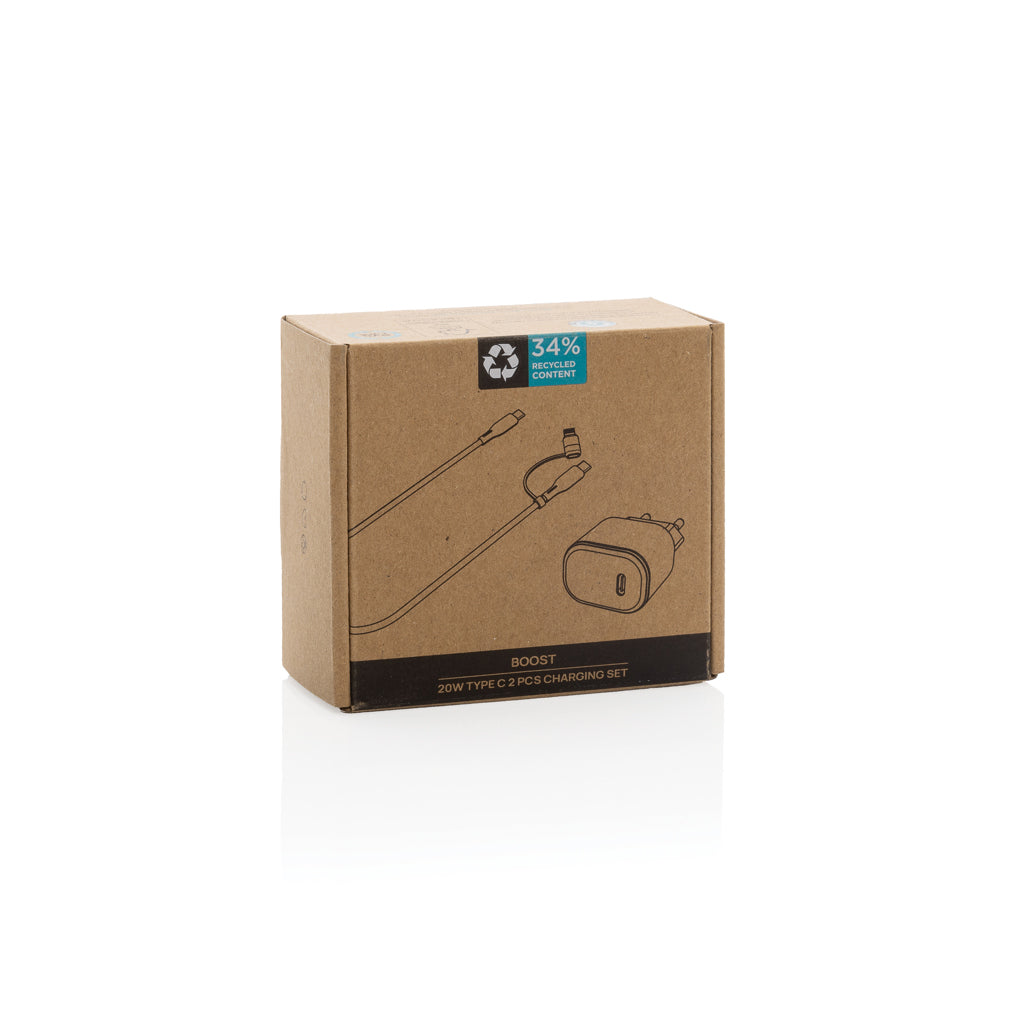 Boost 2-tlg. 20W Type-C Ladeset aus RCS recyceltem PET – Ansicht 8