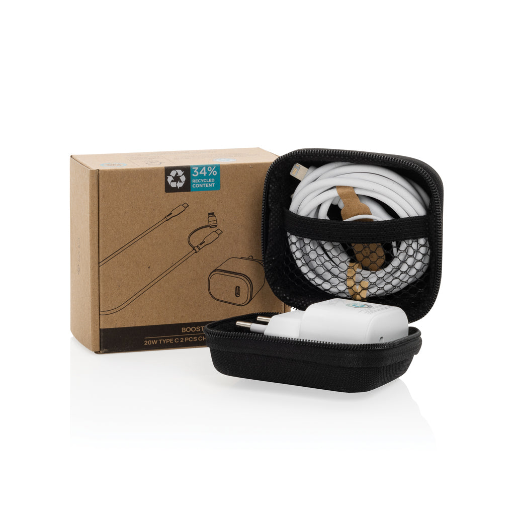 Boost 2-tlg. 20W Type-C Ladeset aus RCS recyceltem PET – Ansicht 2