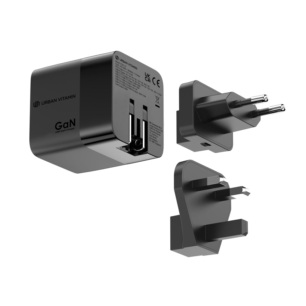 Urban Vitamin Mendocino 65W GaN-Charger mit einziehb. Kabel als Werbeartikel mit Logo