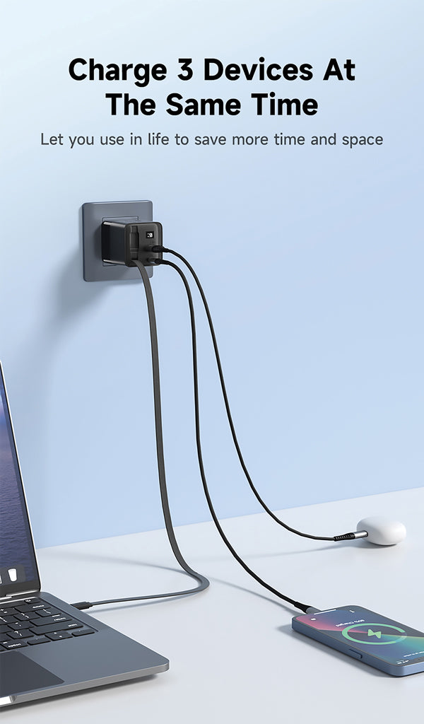 Urban Vitamin Mendocino 65W GaN-Charger mit einziehb. Kabel als Werbeartikel mit Logo